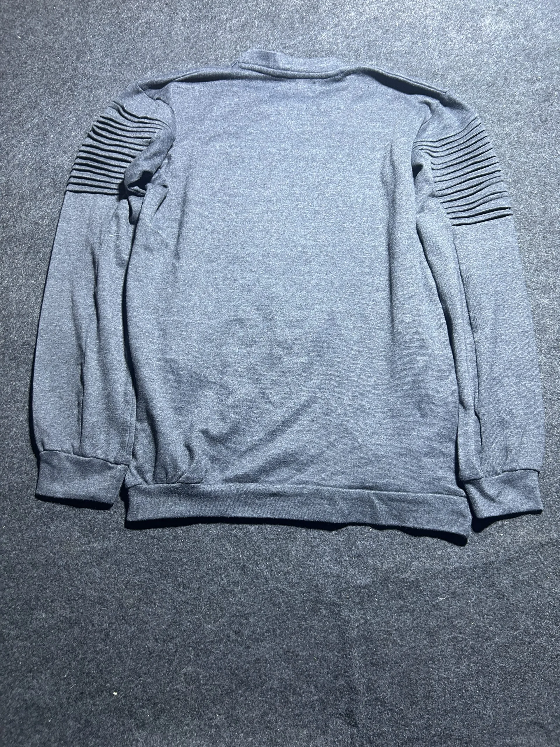 Selfie 7 Grey Textured Sweatshirt | Stretch Slim Fit Casual Pullover (M)