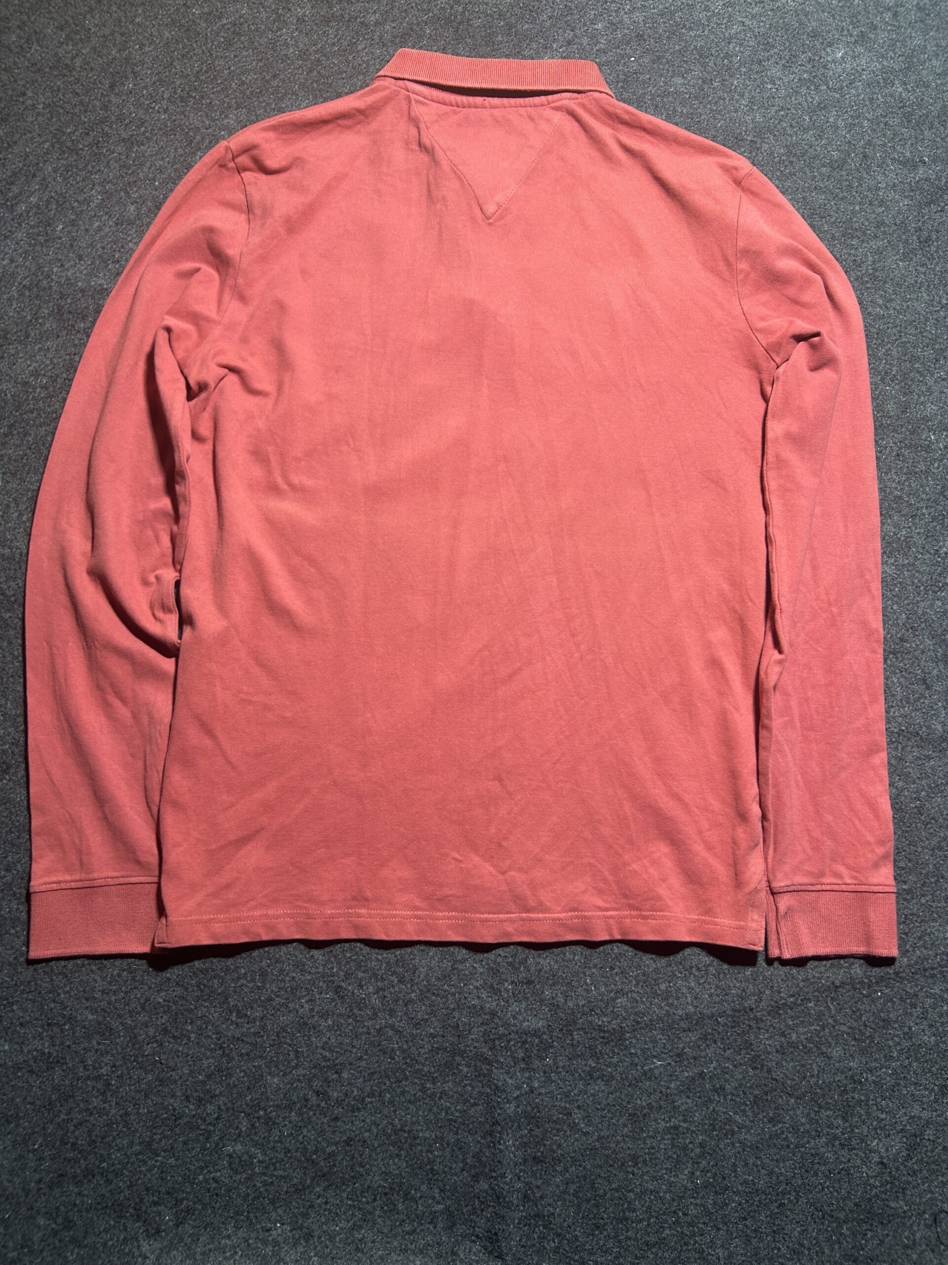 Tommy Hilfiger Long Sleeve Polo T-Shirt Red | Regular Fit | Size S | Premium Cotton
