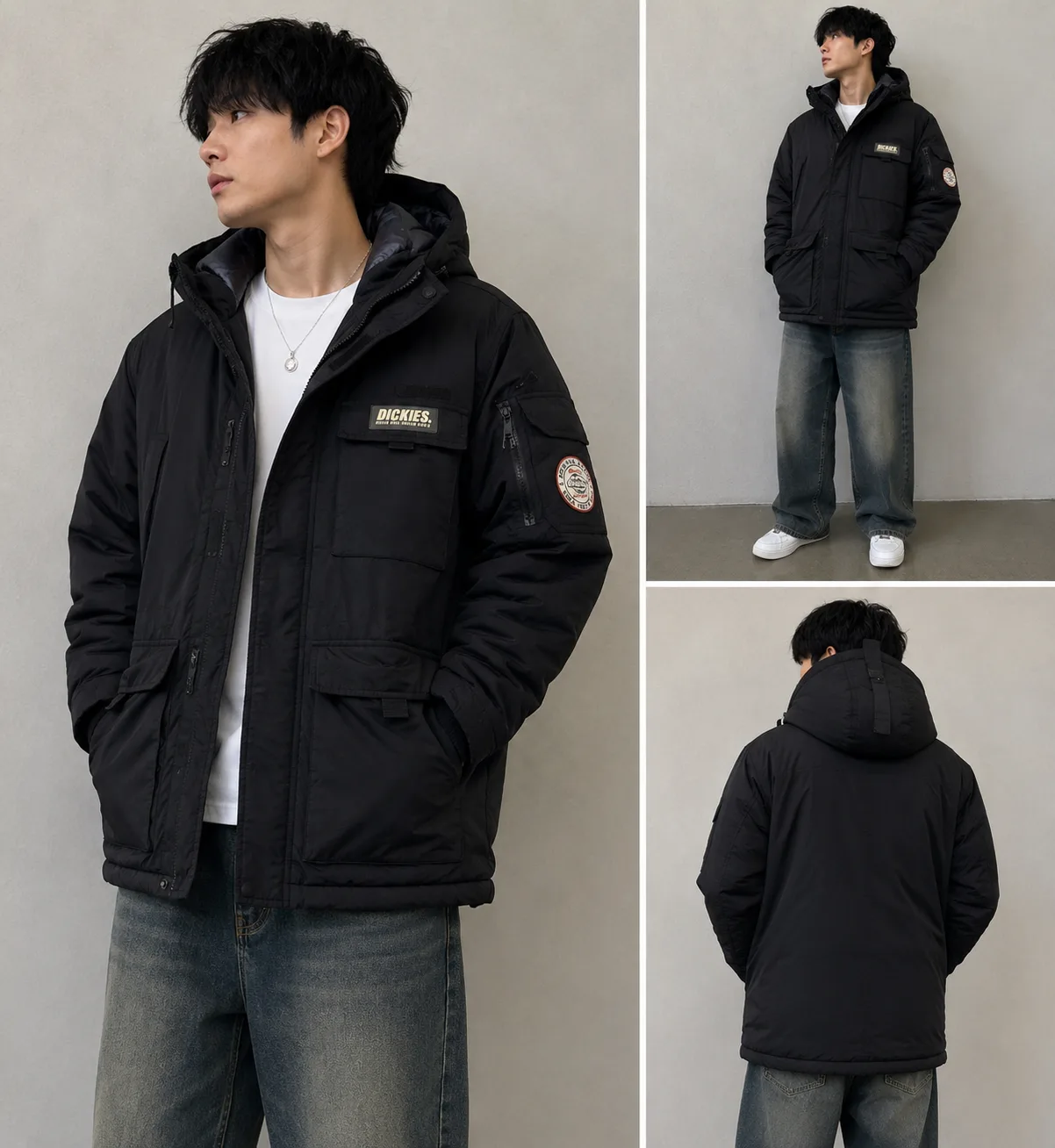 Dickies Hooded Parka Heavy Winter Jacket Black XL