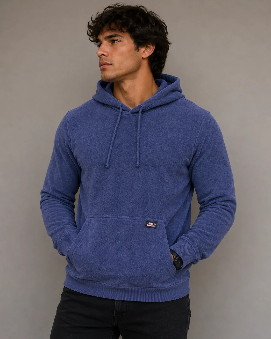 Dickies Navy Blue Sherpa Fleece Hoodie Pullover XL