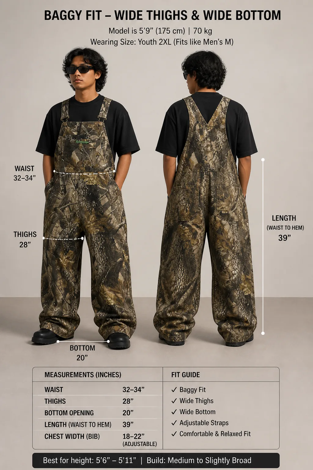 Remington Realtree Camo Bib Overalls | Baggy |  | W 32-34