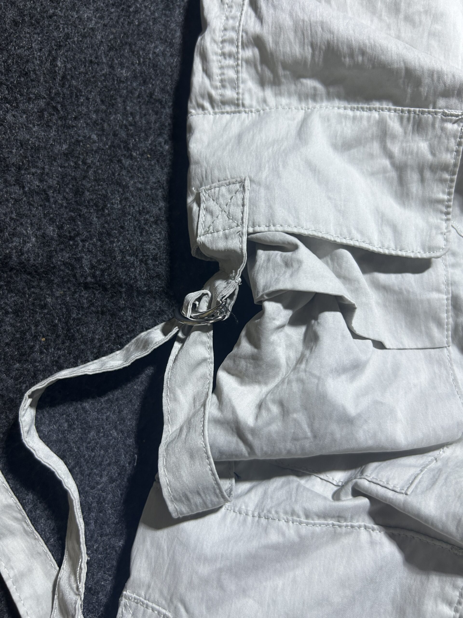 ZARA Utility Cargo Parachute Pants Off White (W30) Adjustable Hem