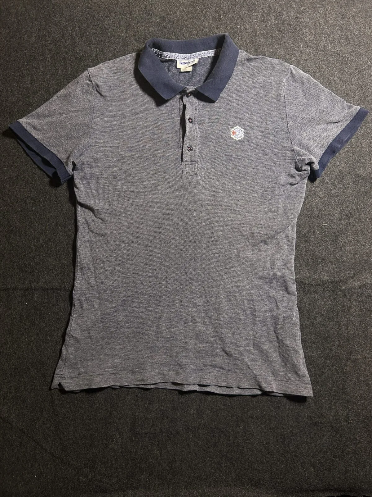 Reebok Classic Navy Blue Polo T-Shirt (42 Chest) Cotton Summer Wear