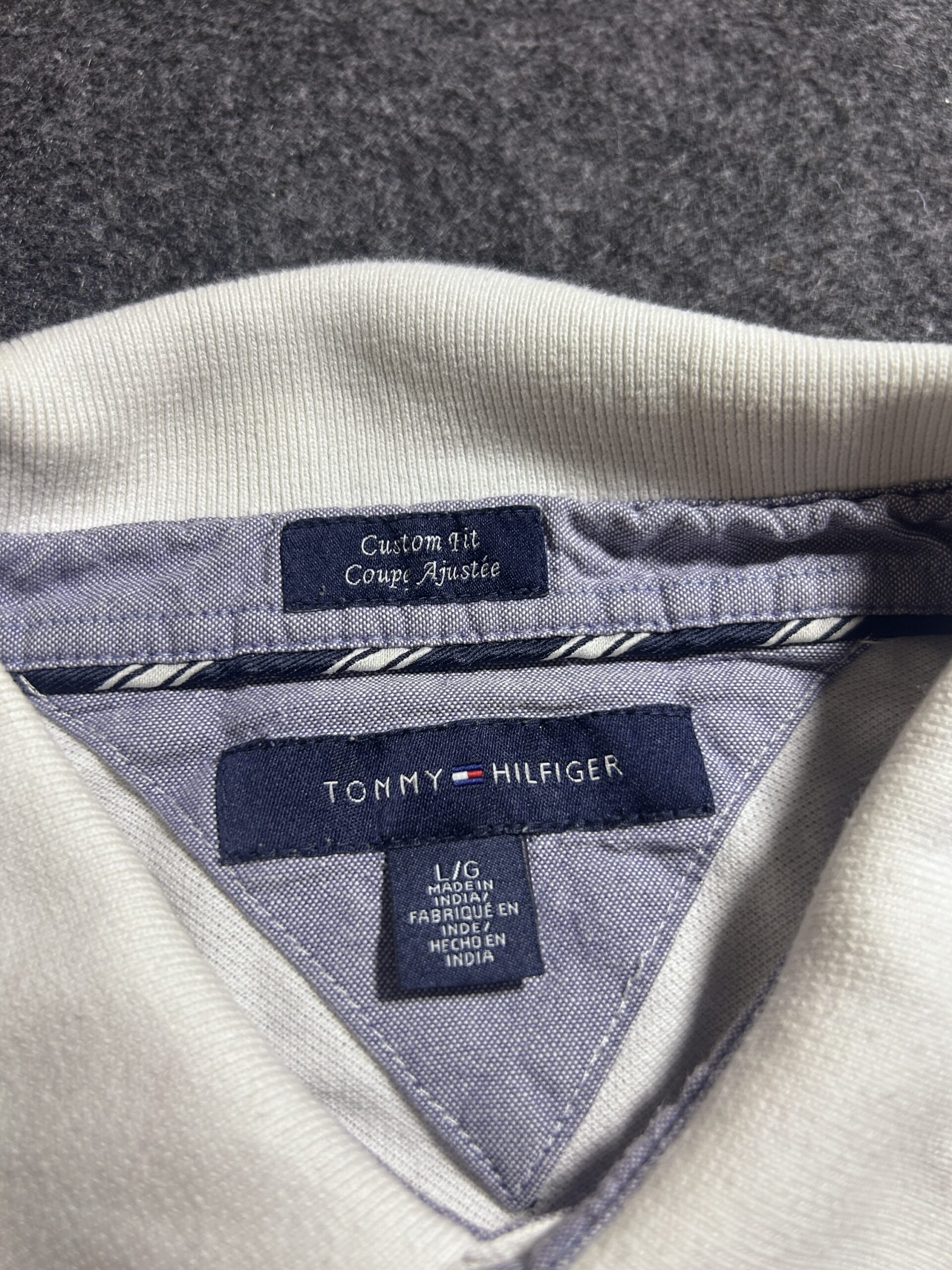 Tommy Hilfiger Premium Cotton Polo T-Shirt Cream White Big Logo | Size L