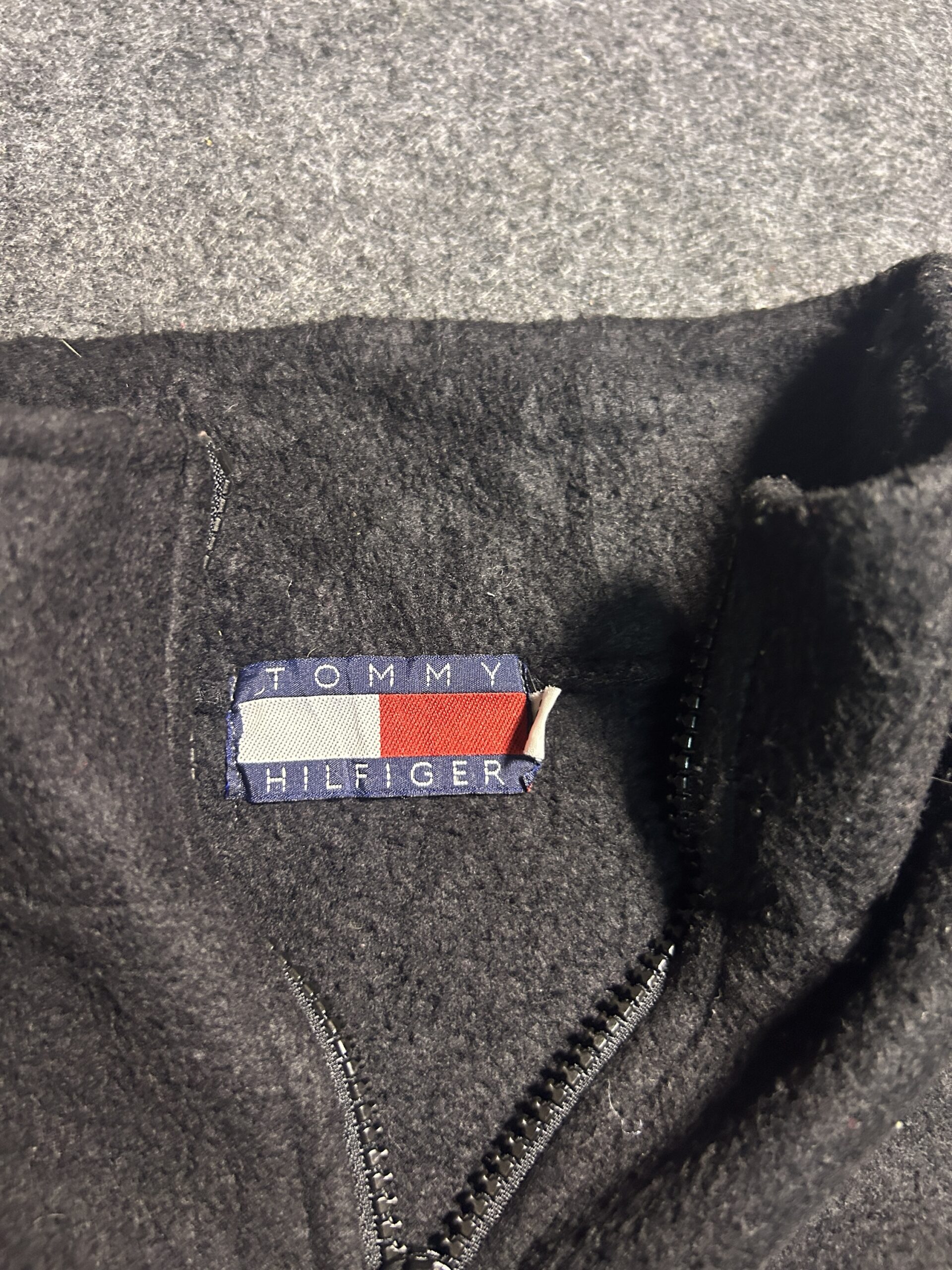 Tommy Hilfiger Black Quarter Zip Fleece Pullover (Size L–XL Fit)