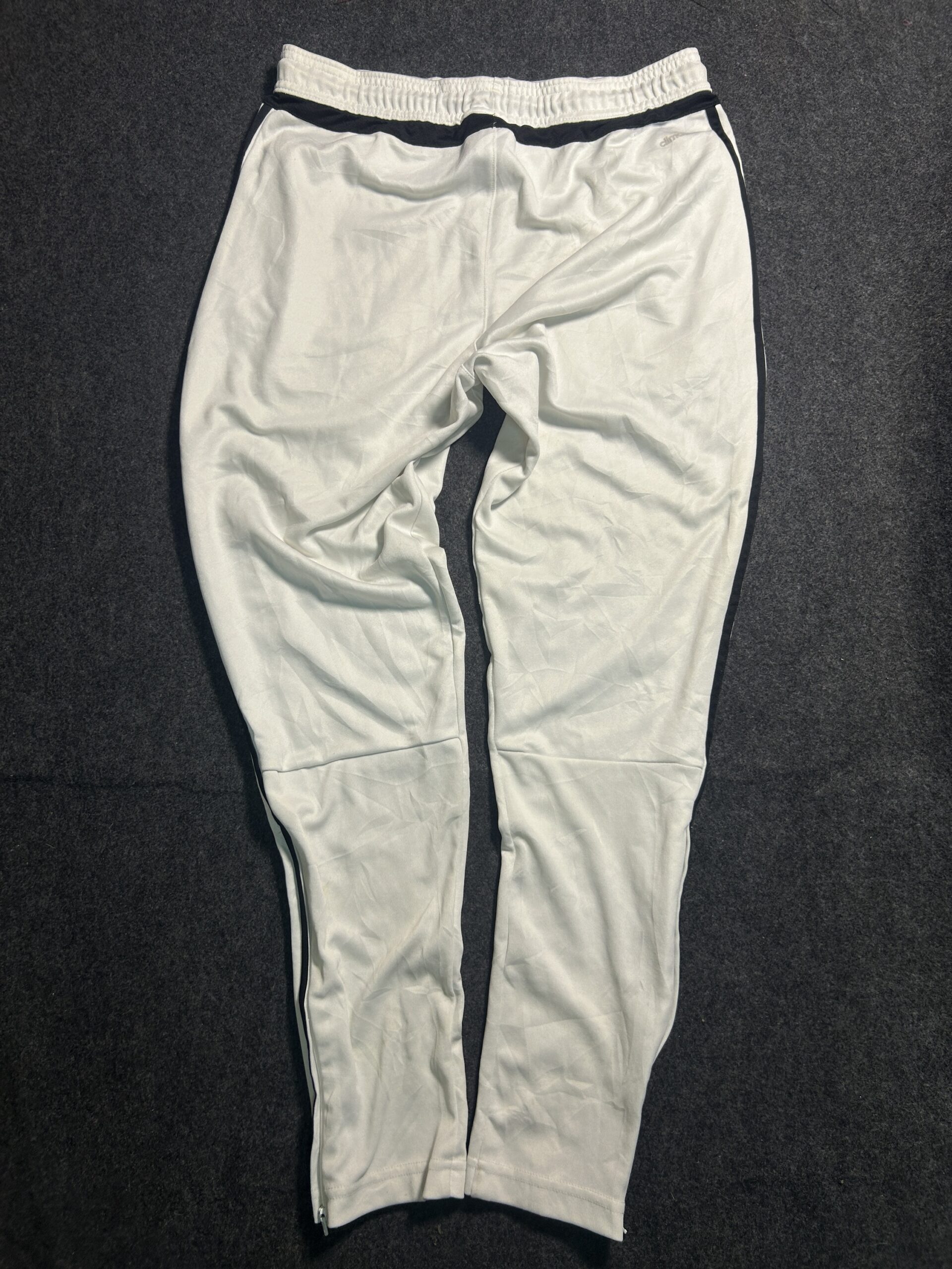 Adidas White 3-Stripes Track Pants | Ankle Zip | Size M/L