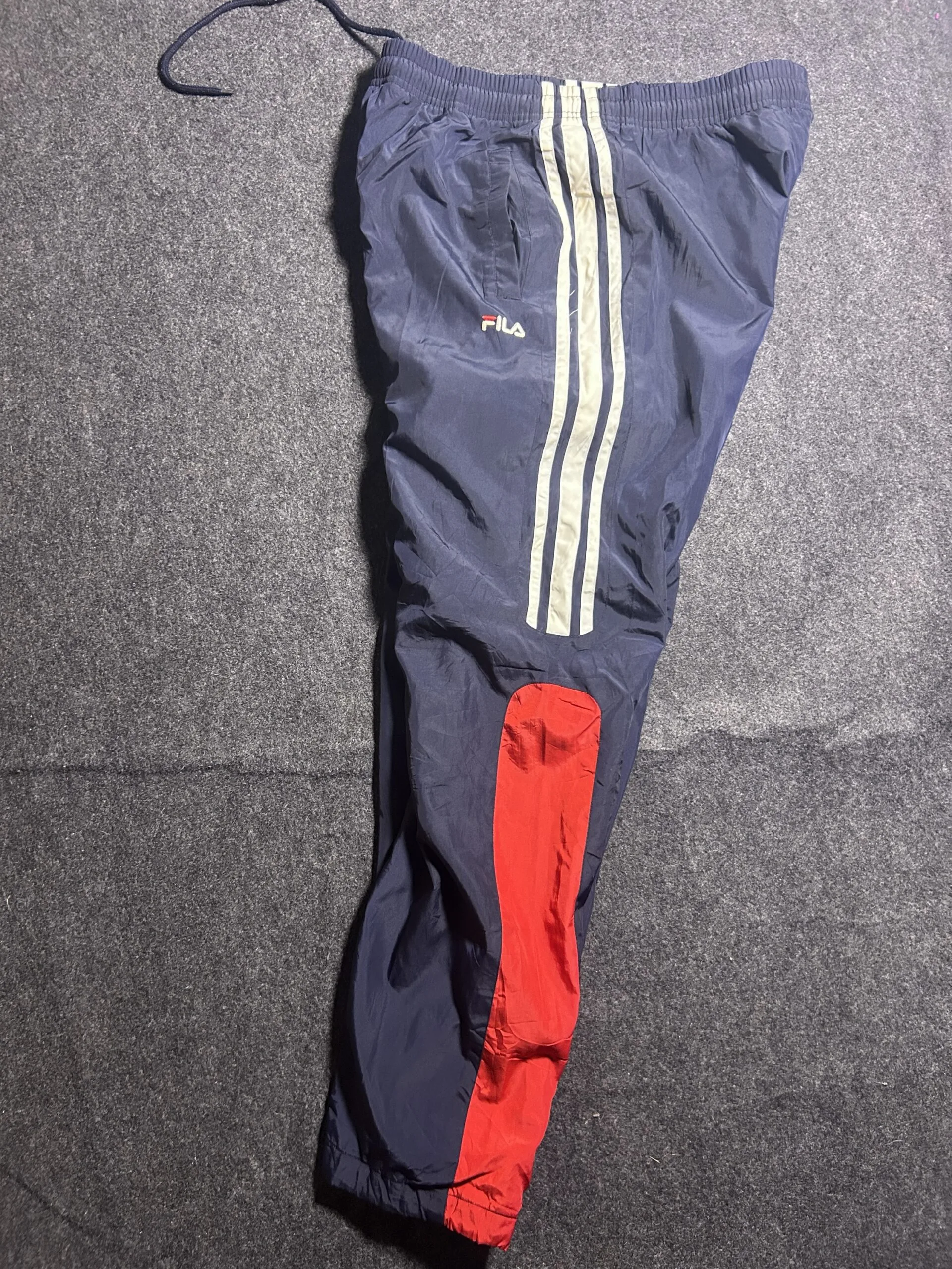 Fila Mesh-Lined Windbreaker Track Pants Navy S-M