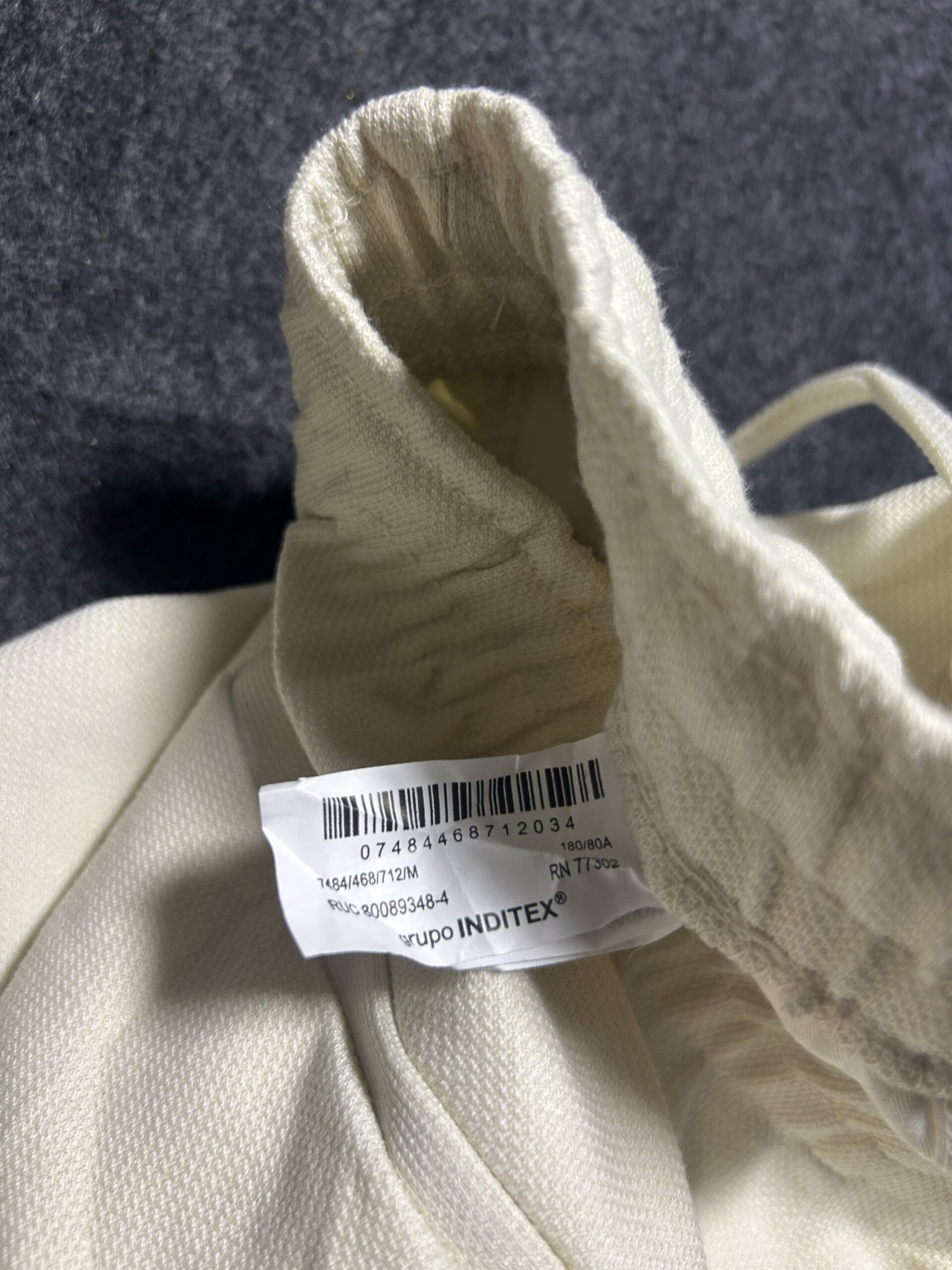 ZARA Men’s Off White Textured Drawstring Trousers | 32-34