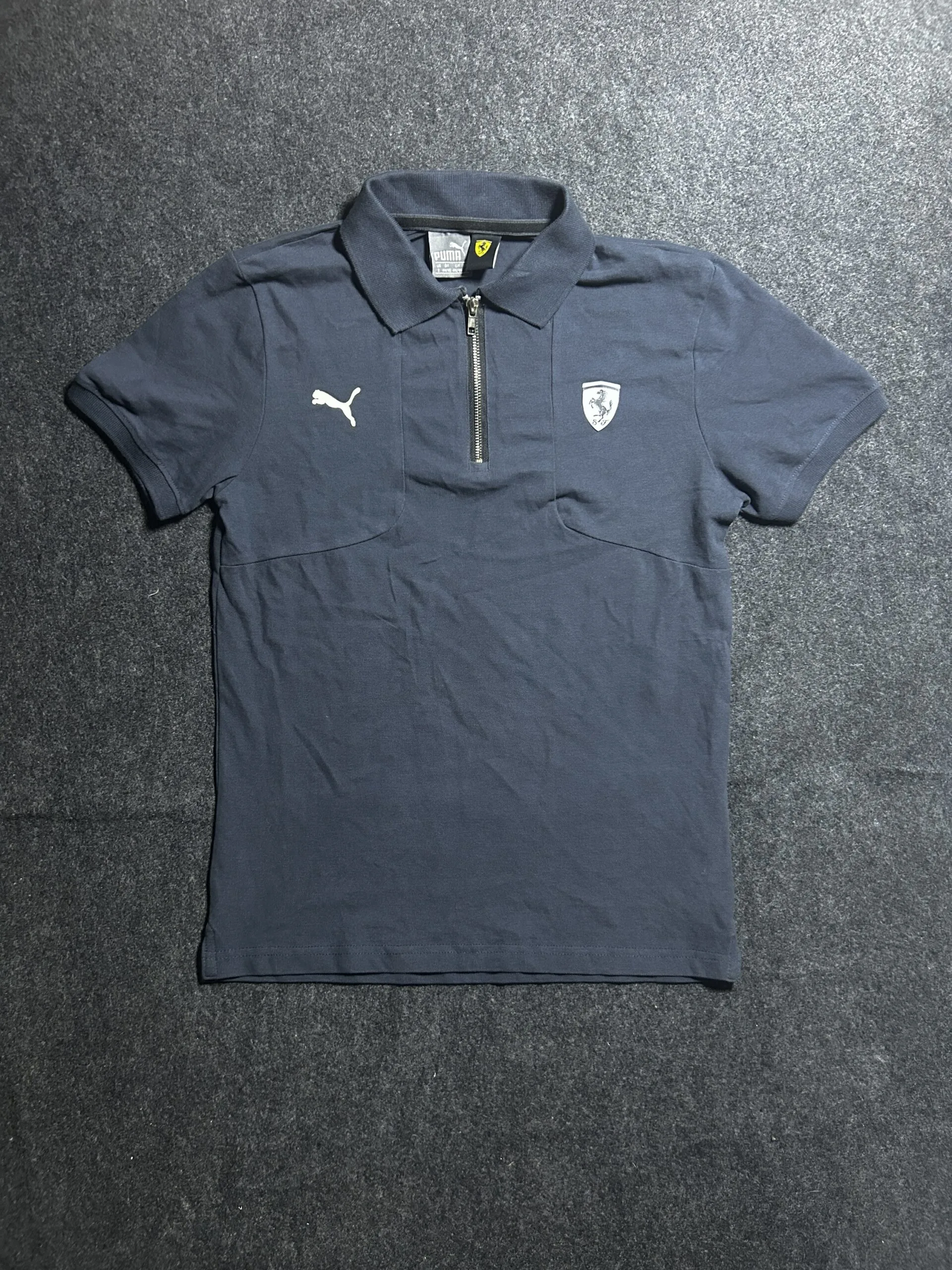 Puma Ferrari Half Zip Polo T-Shirt Navy Blue | S