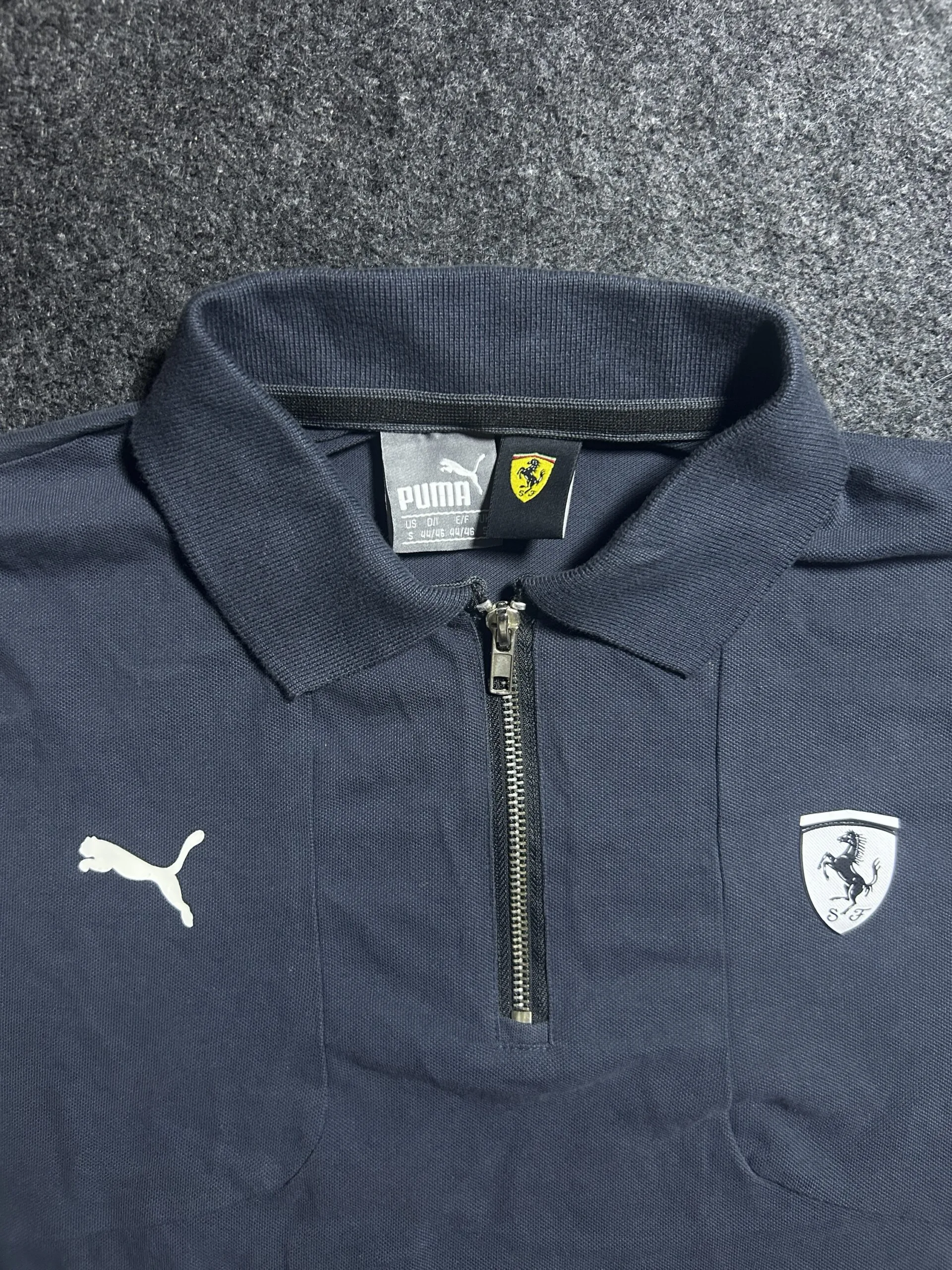 Puma Ferrari Half Zip Polo T-Shirt Navy Blue | S
