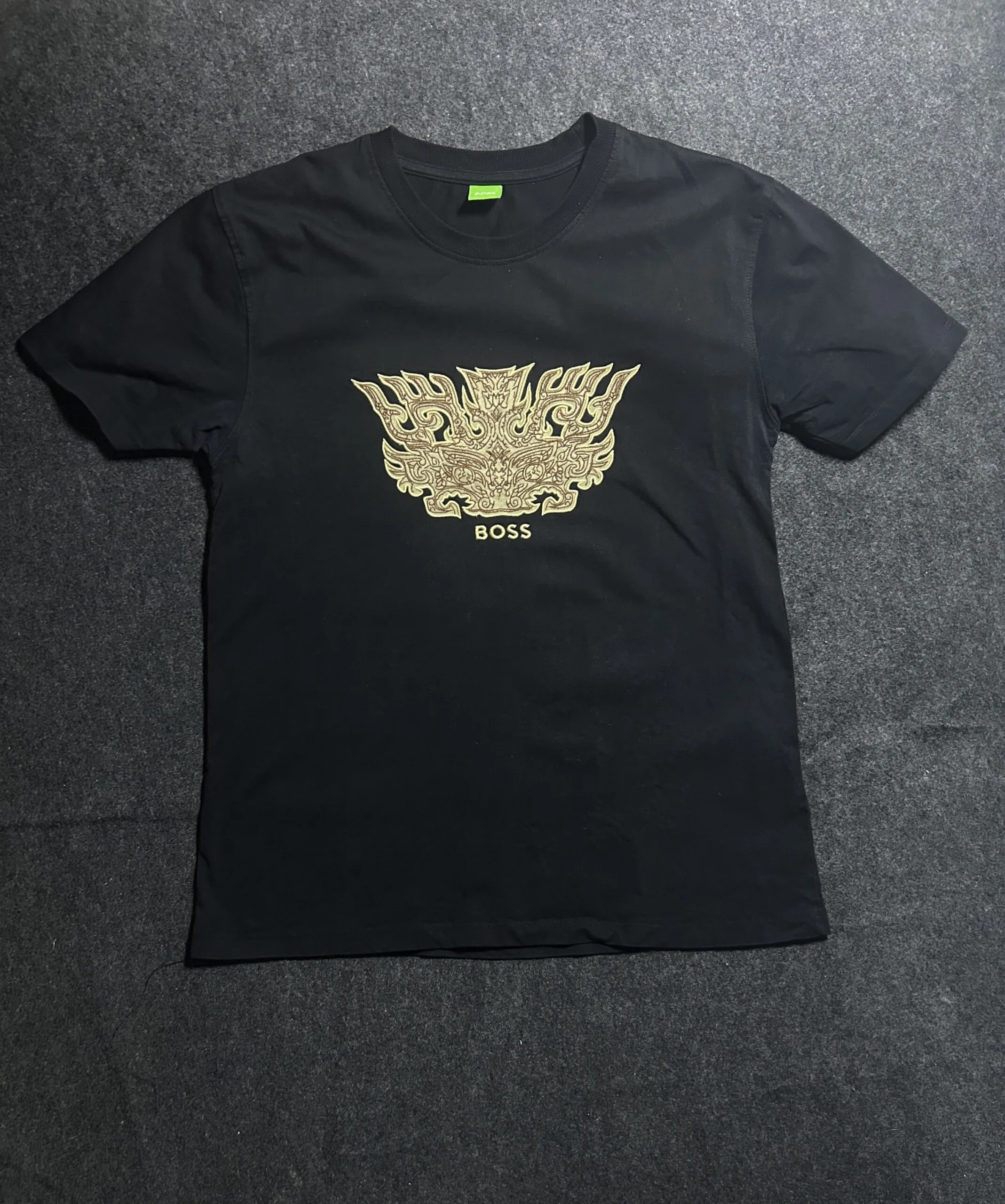 Hugo Boss Embroidered Graphic T-Shirt Black Premium Cotton | L