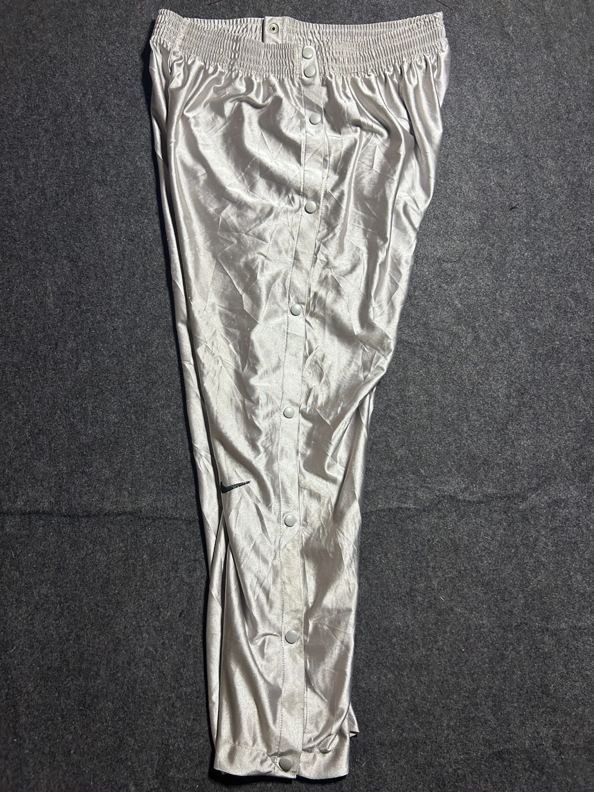 Nike Vintage Tearaway Track Pants Silver Dazzle Side Snap Breakaway XL 34-36