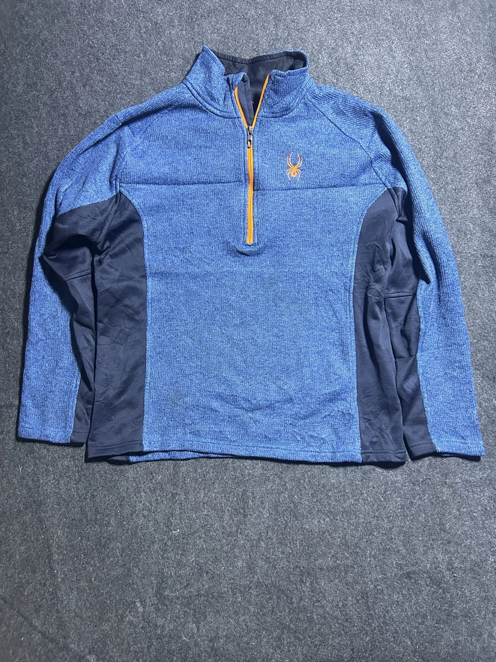 Spyder Blue Knit 1/4 Zip Performance Fleece Pullover | L