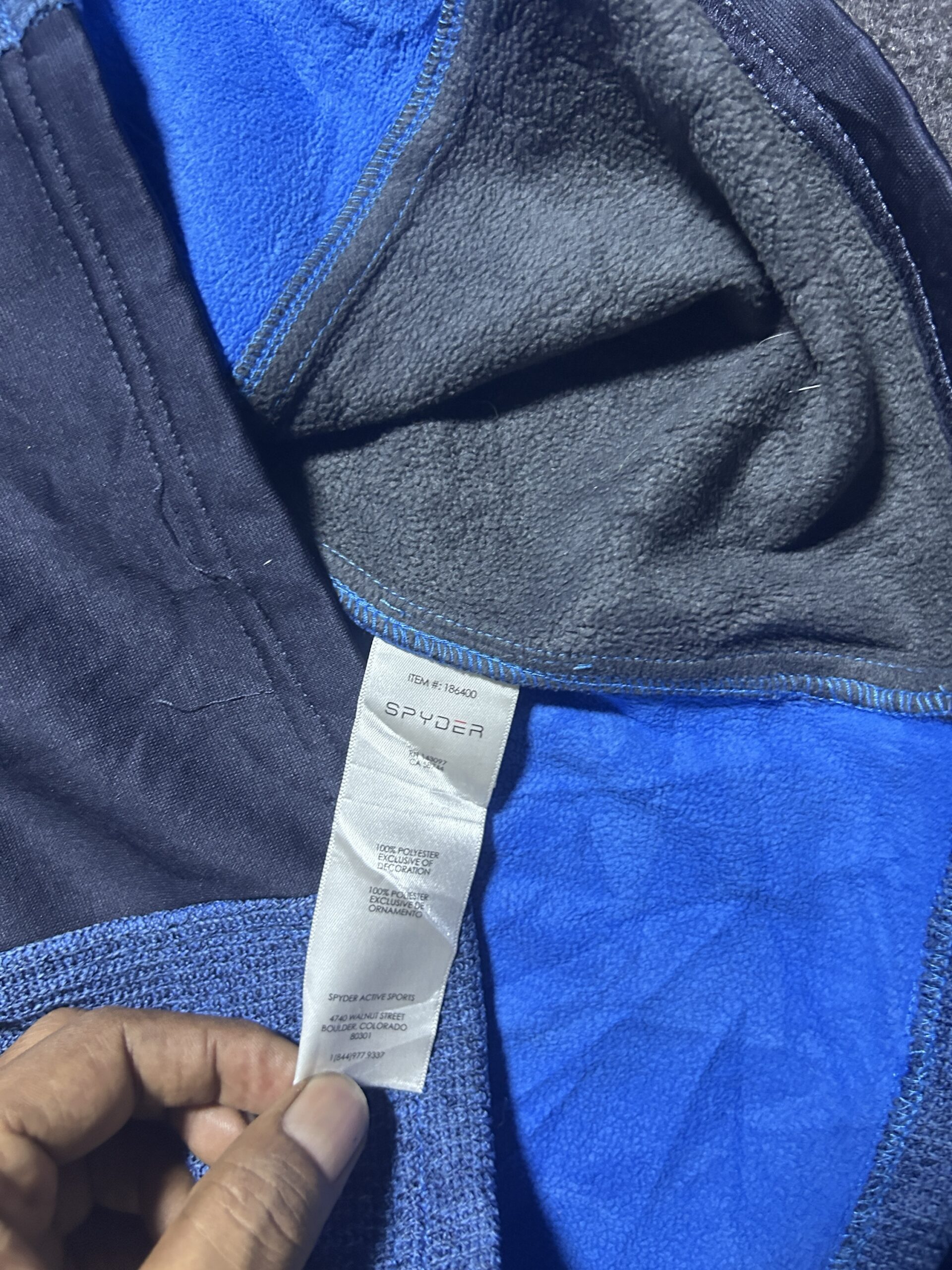 Spyder Blue Knit 1/4 Zip Performance Fleece Pullover | L