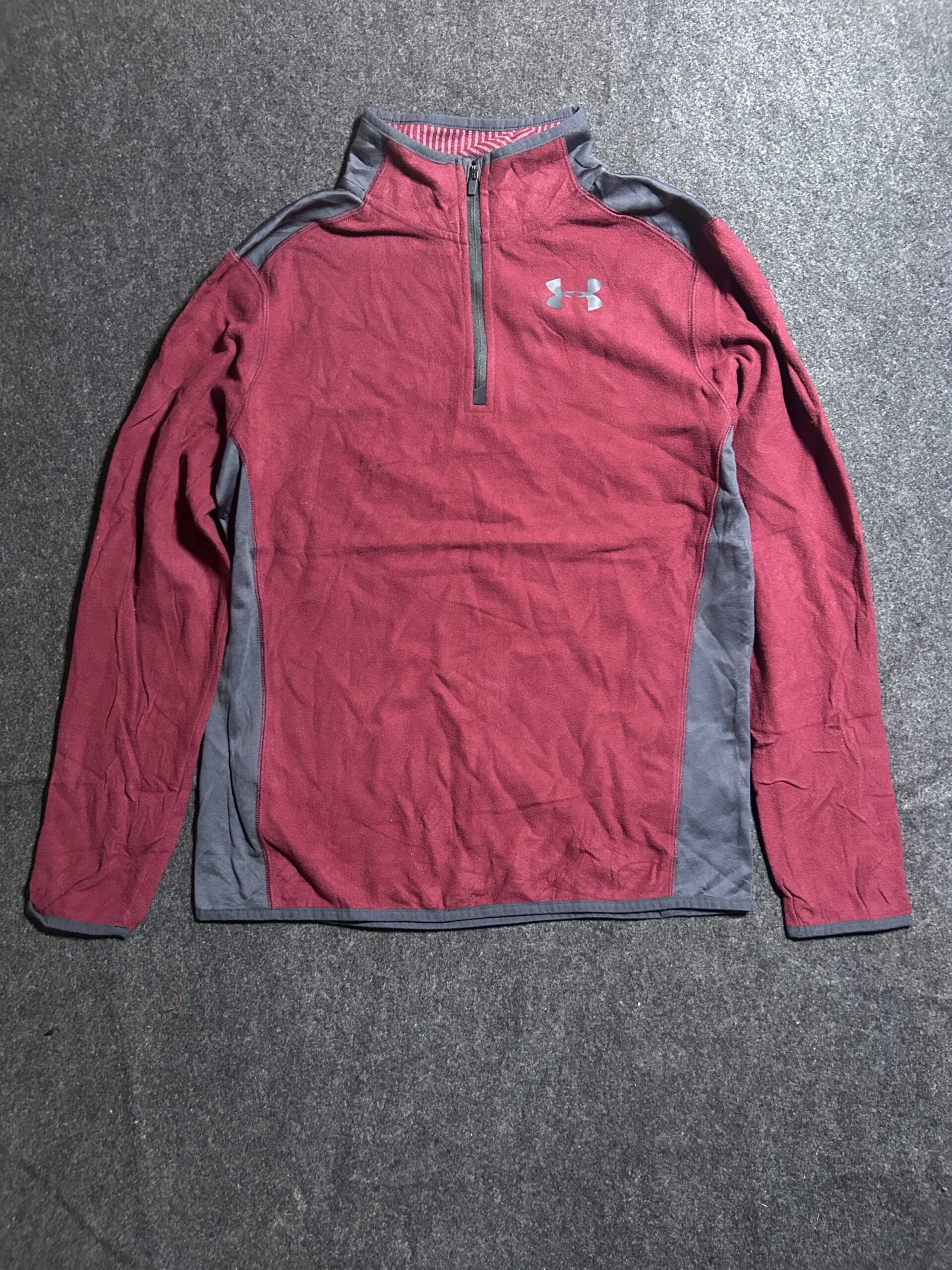 Under Armour ColdGear Burgundy Quarter Zip Fleece Tshirt | S