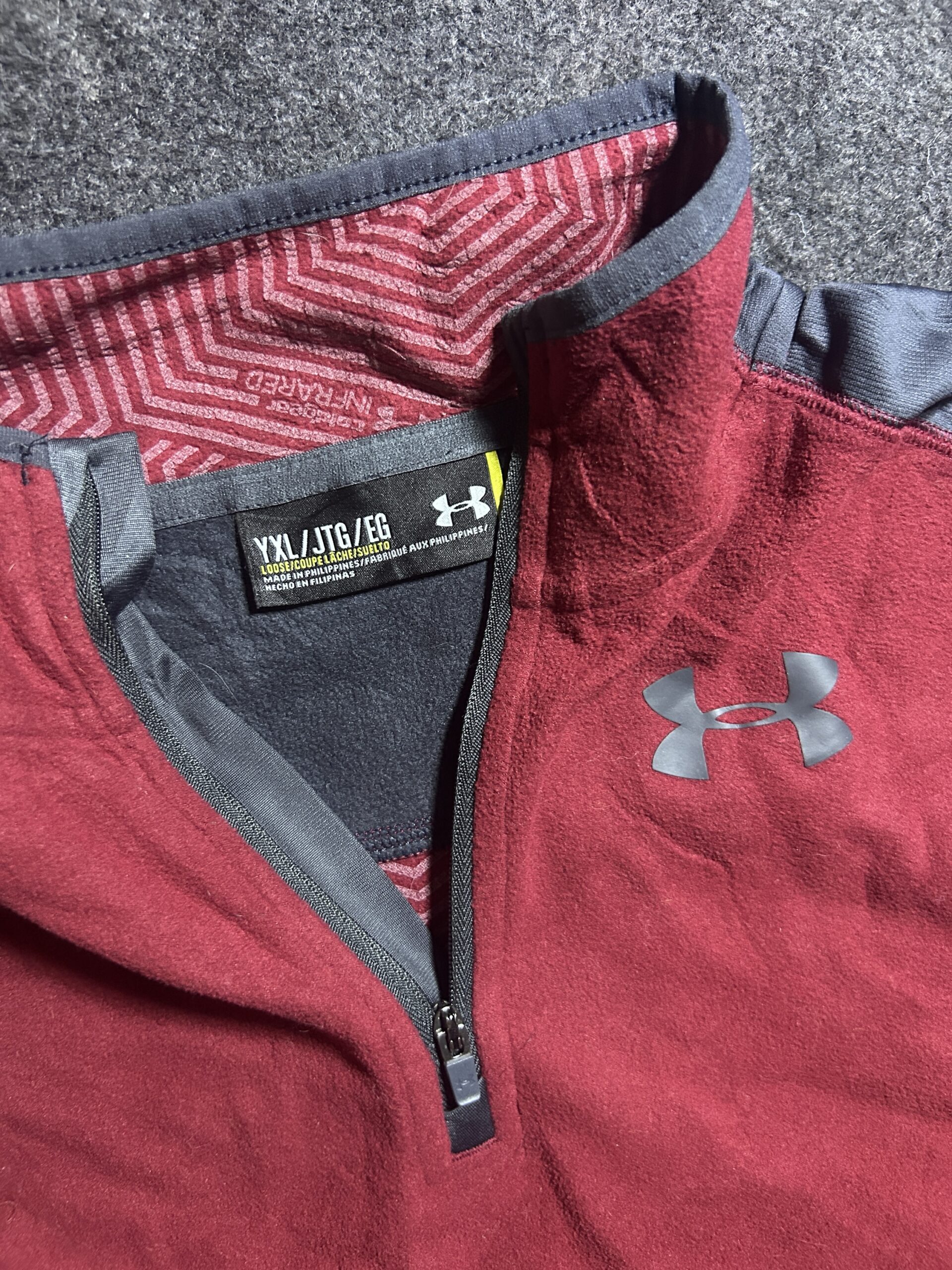 Under Armour ColdGear Burgundy Quarter Zip Fleece Tshirt | S