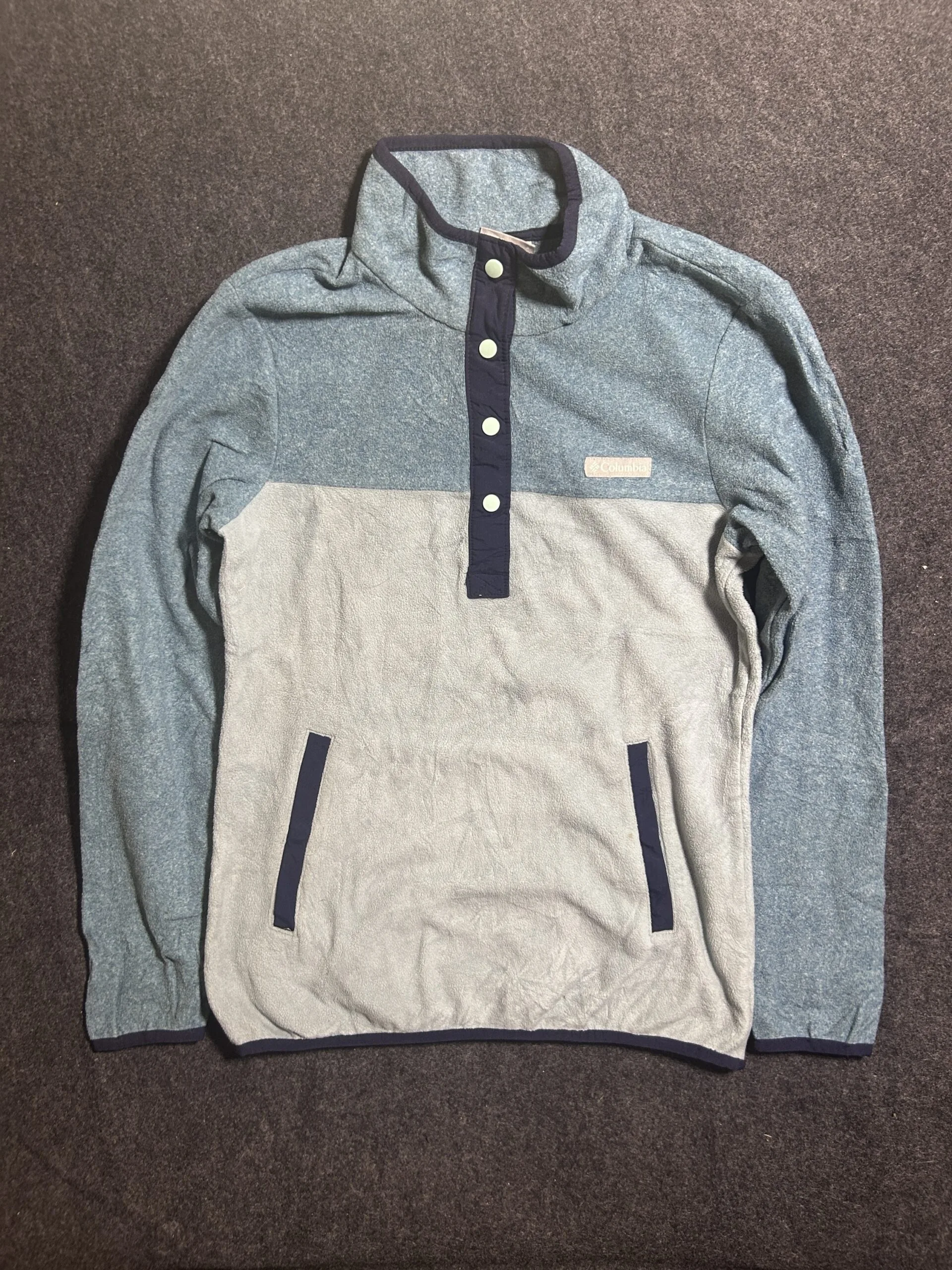 Columbia Snap Button Colorblock Fleece Sweatshirt | Small