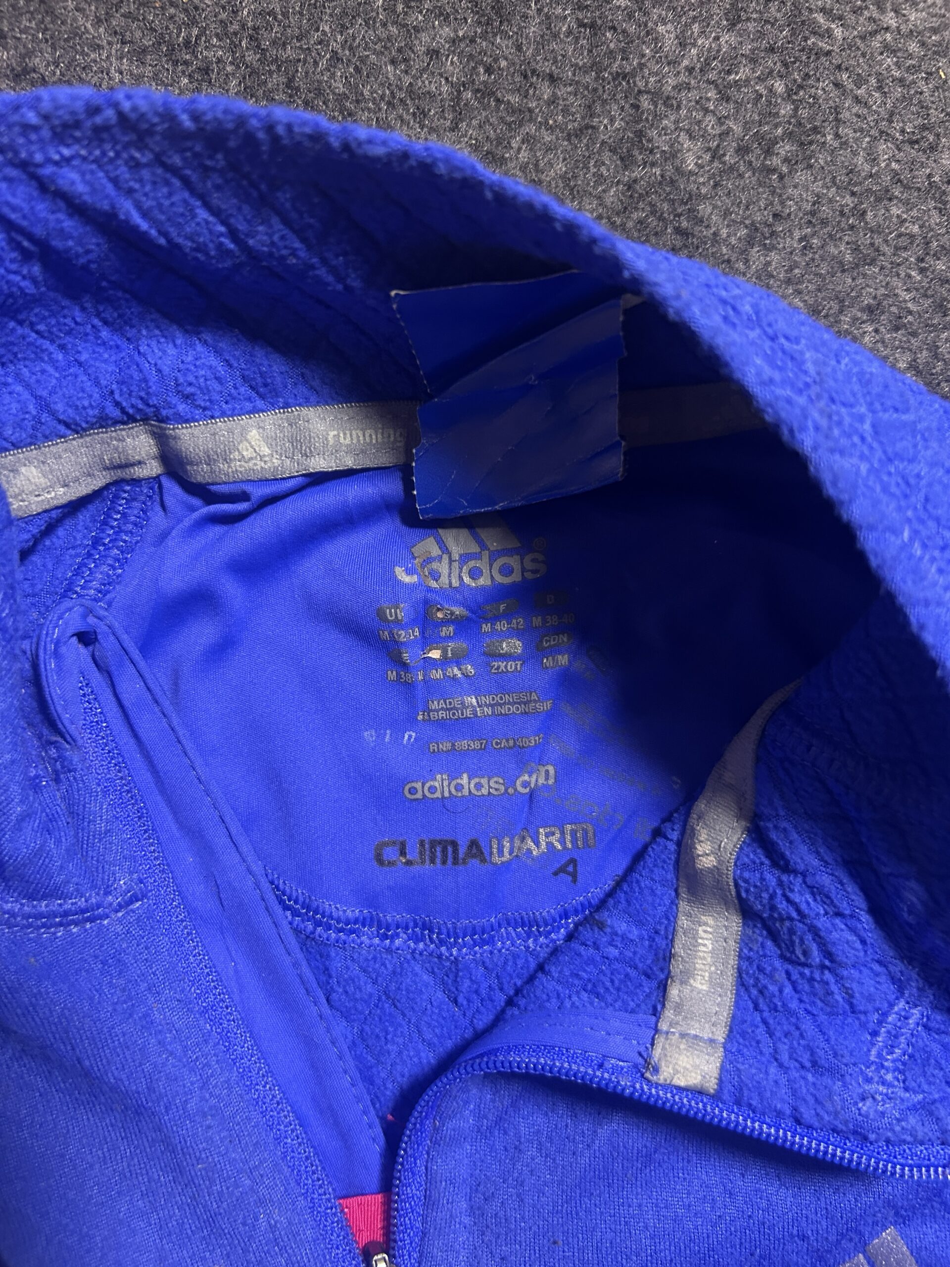 Adidas ClimaWarm Blue Quarter Zip Performance Fleece Sweatshirt | Small