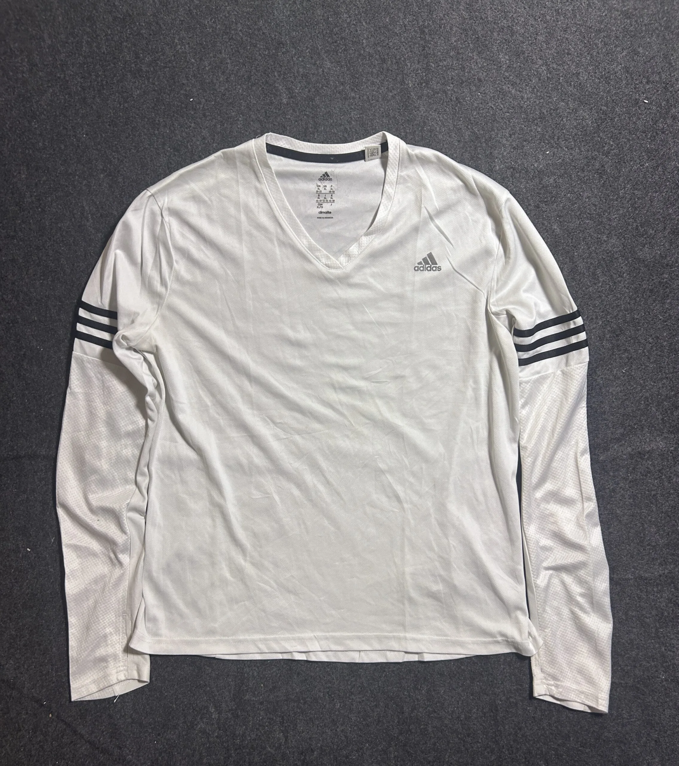 Adidas Climalite Lightweight Long Sleeve Training Tshirt | White/Black | M