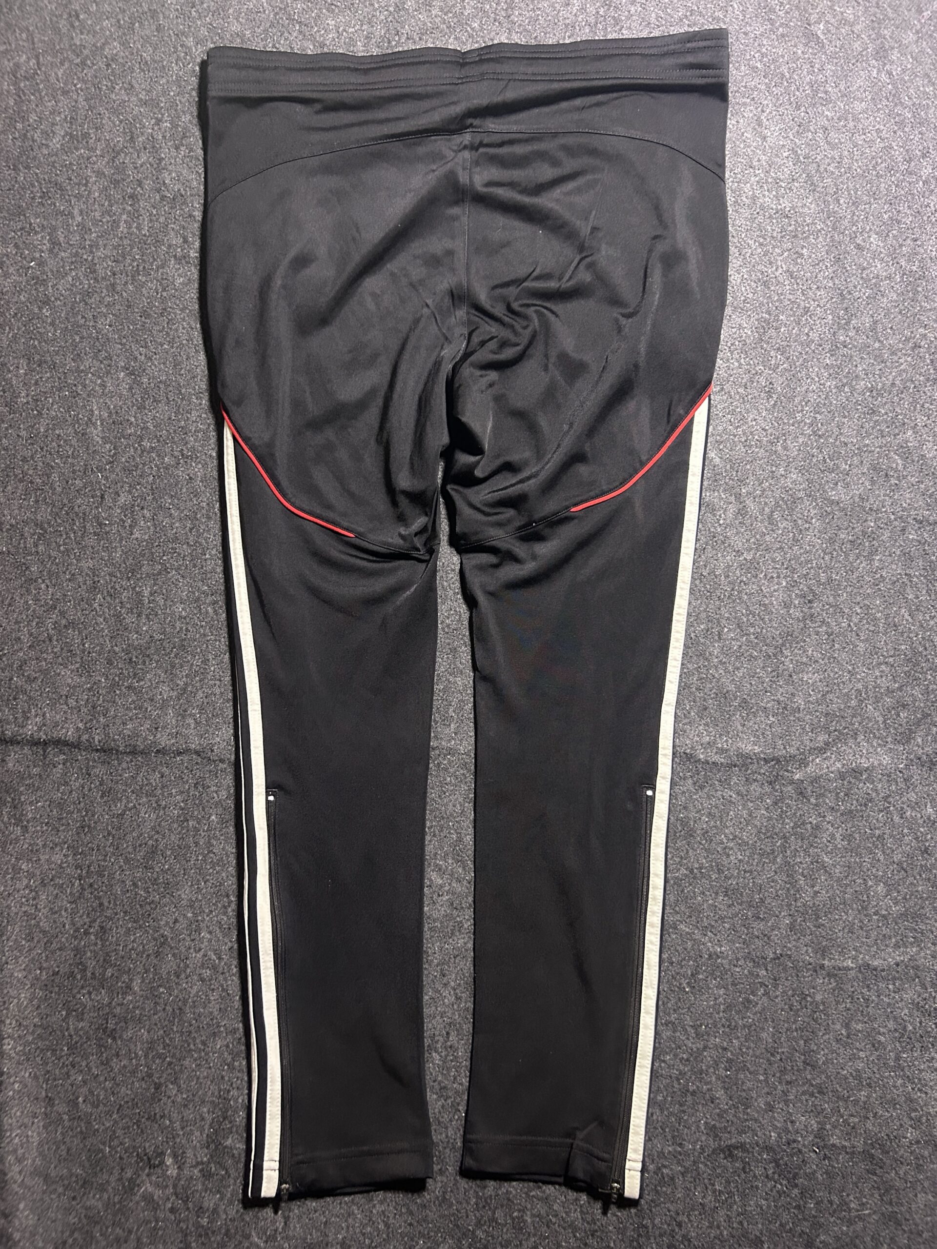 Adidas Black Track Pants with Side Stripes | Hem Zip | Size L-XL