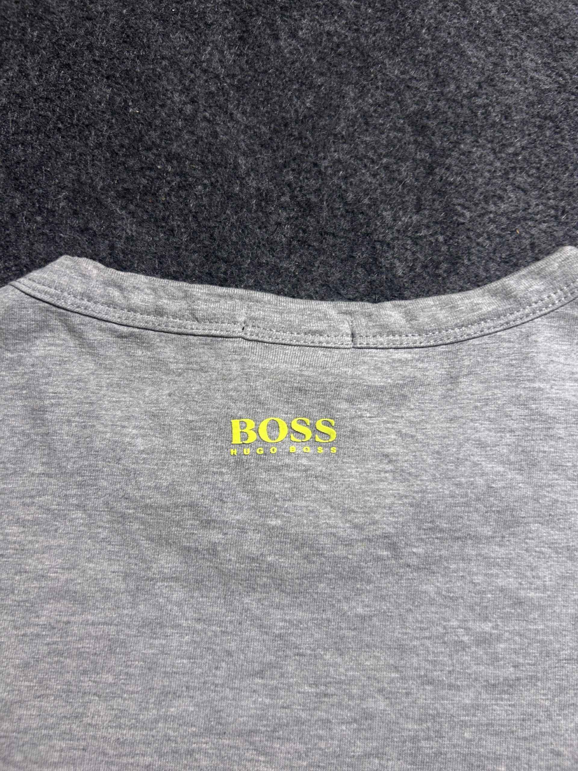 Hugo Boss BOSS Grey Slim Fit T-Shirt | Neon Logo | Premium Cotton | S