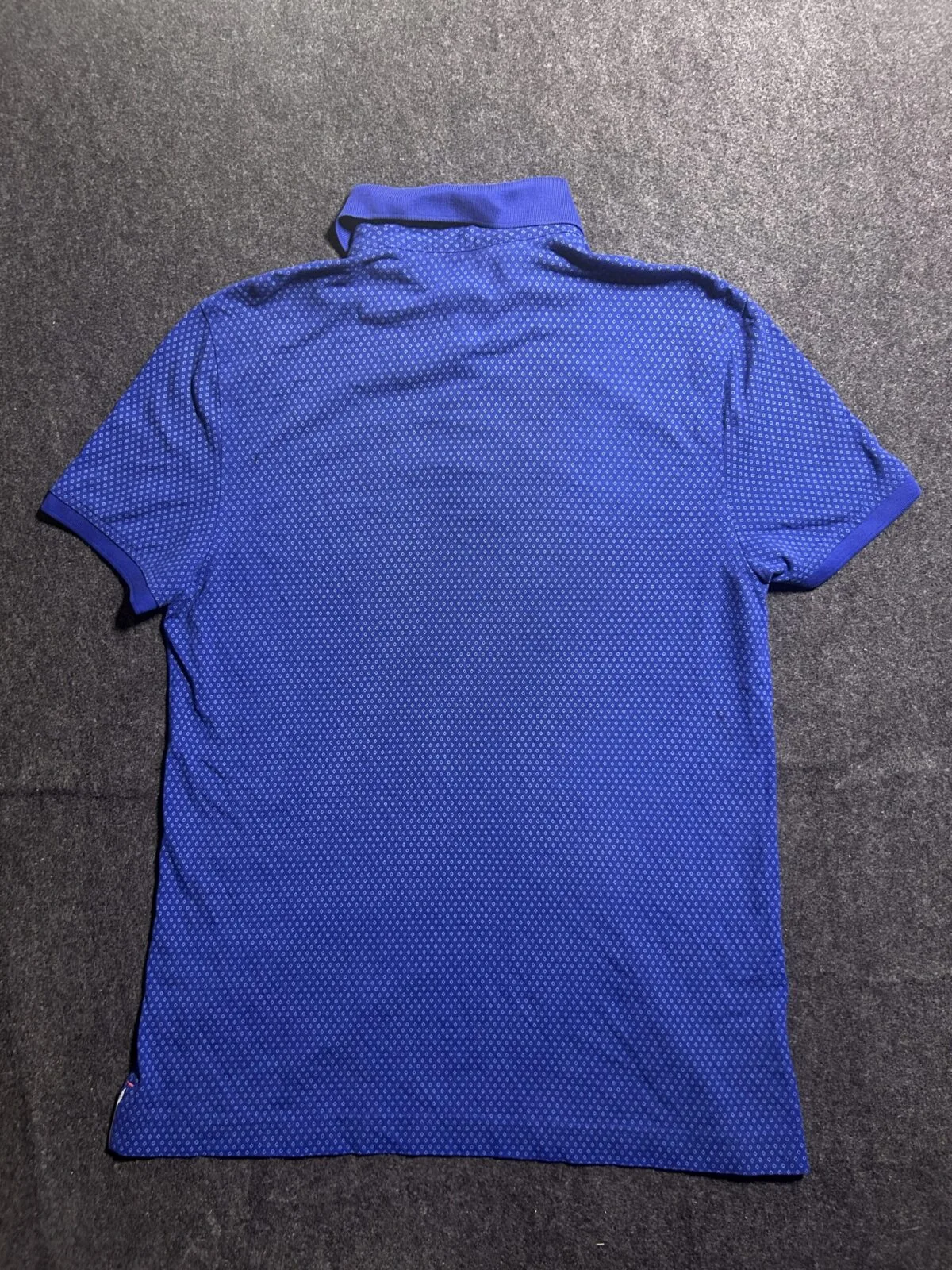 Tommy Hilfiger Blue Micro Print Polo Shirt | Custom Fit Premium Cotton | M