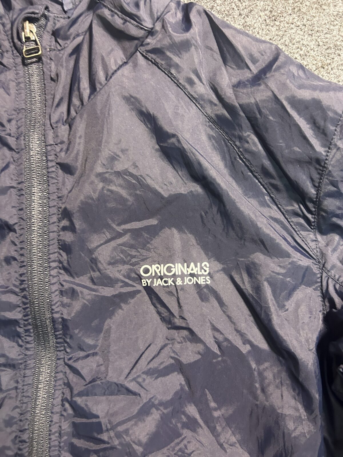 Jack & Jones Originals Lightweight Hooded Waterproof Windbreaker Jacket Navy | M