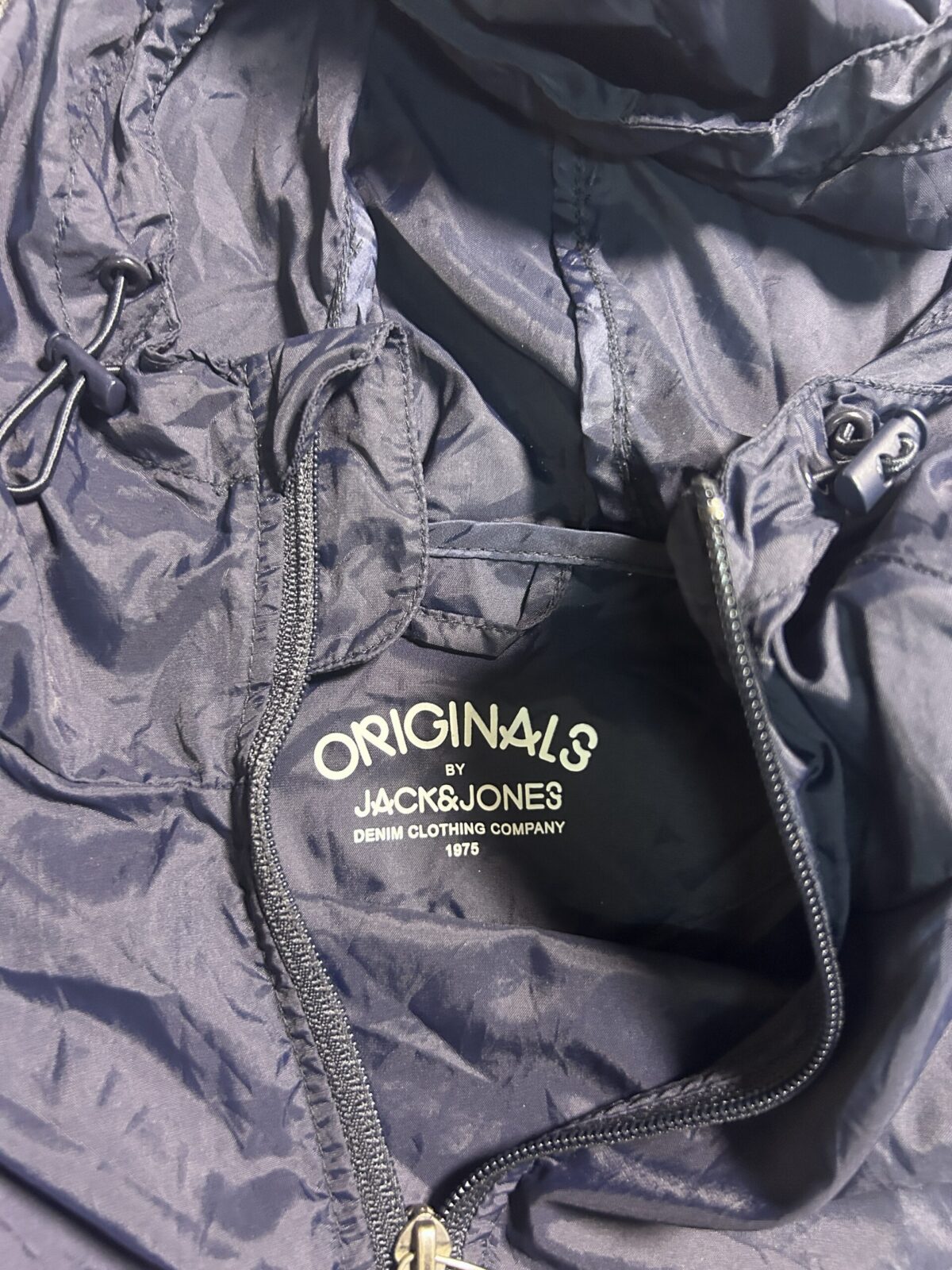 Jack & Jones Originals Lightweight Hooded Waterproof Windbreaker Jacket Navy | M