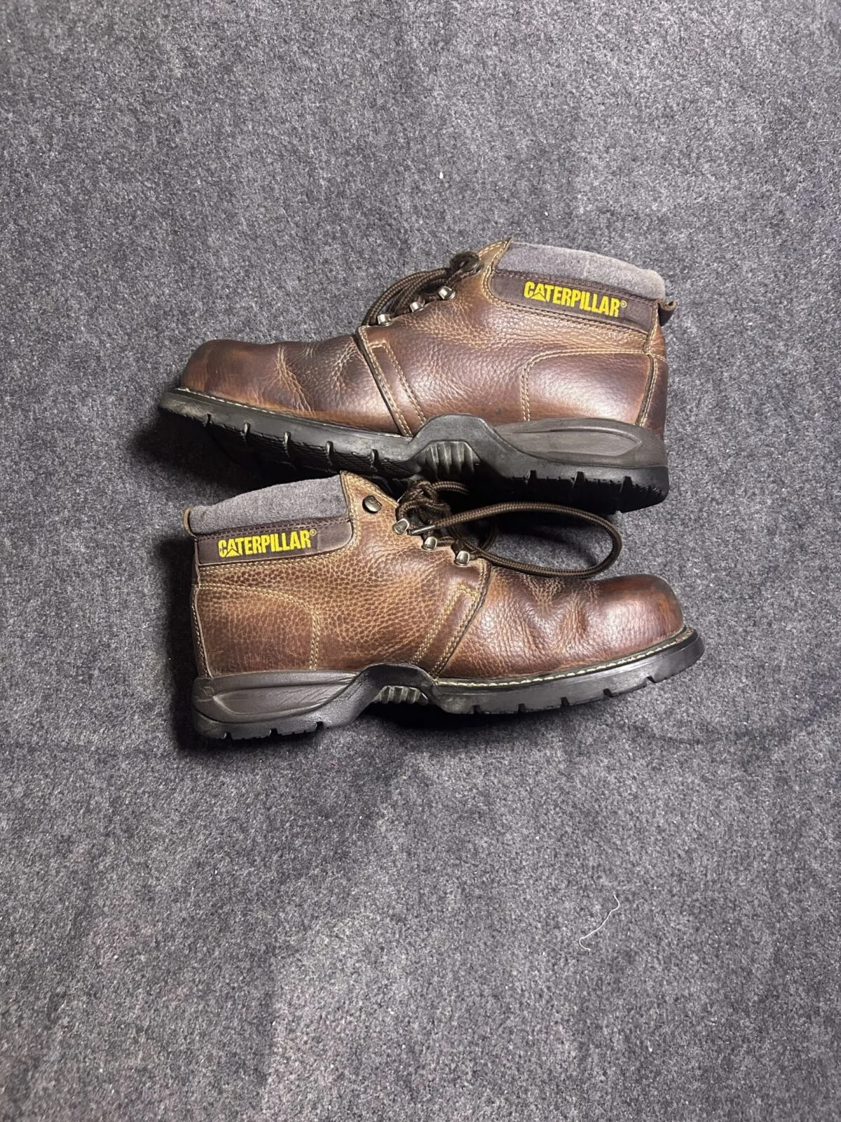 CAT Caterpillar Steel Toe Leather Boots Brown UK 9