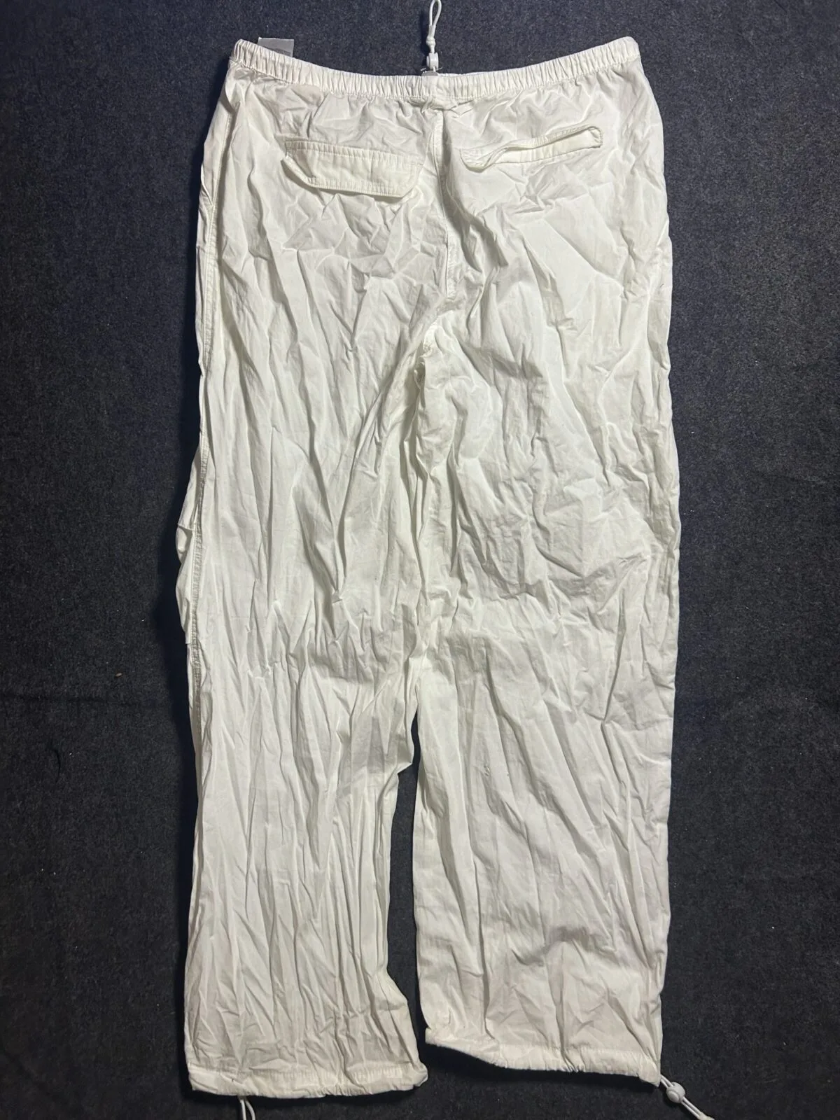H&M Lightweight White Cotton Parachute Pants Adjustable Hem Relaxed Fit | 28-30