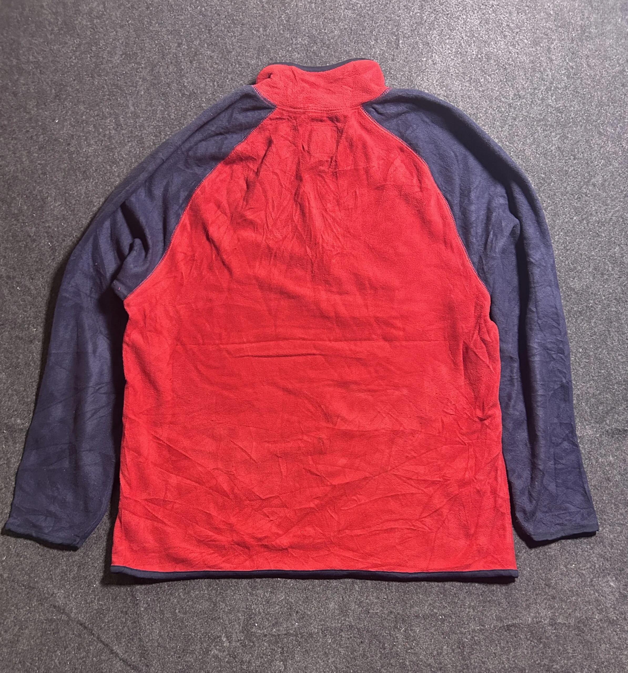 Vintage Old Navy Quarter Zip Fleece Tshirt Red Blue | Size XL