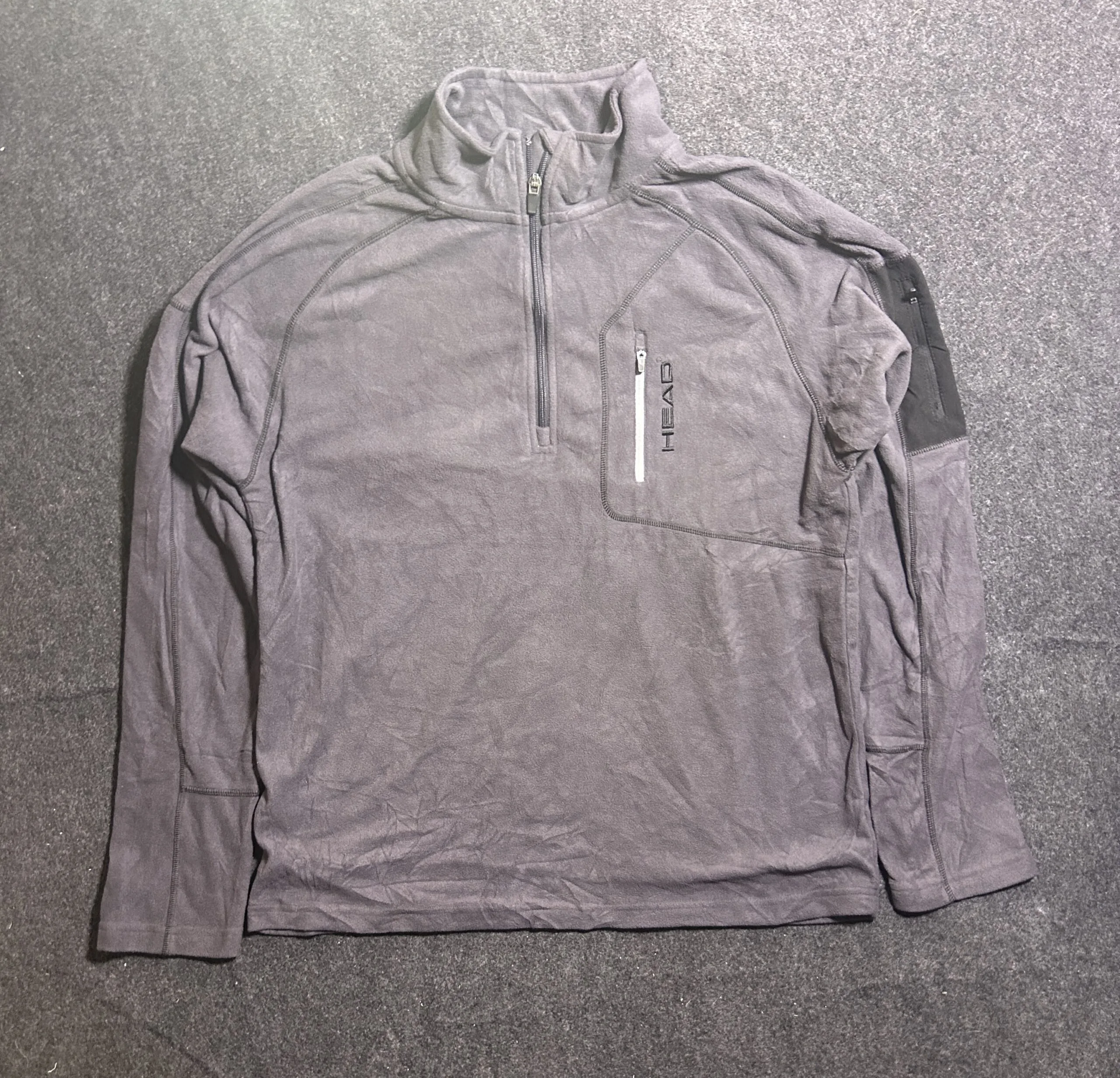 HEAD Quarter Zip Fleece Pullover Grey Performance Sweatshirt XL