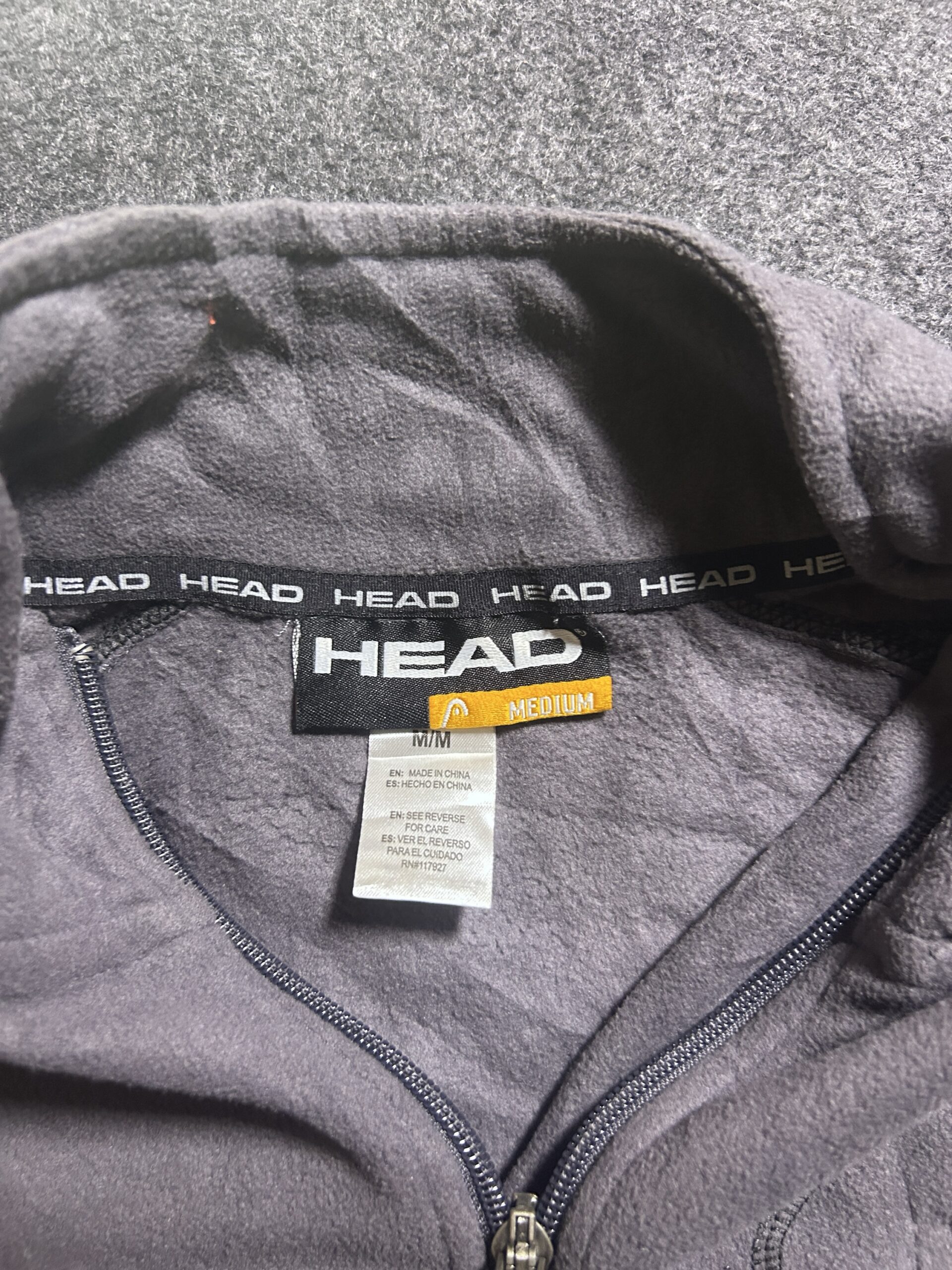HEAD Quarter Zip Fleece Pullover Grey Performance Sweatshirt XL