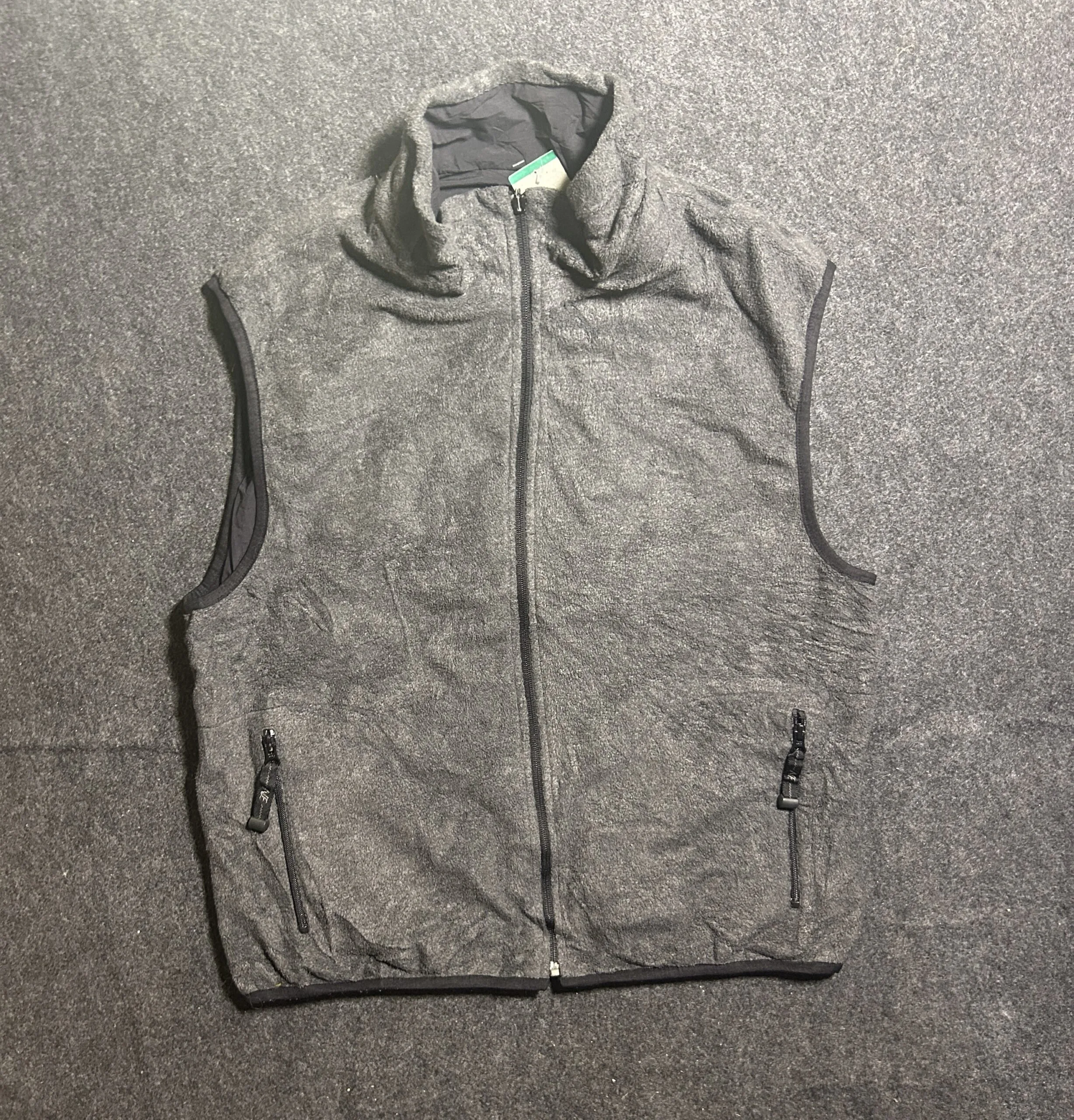 North End Reversible Fleece Vest Black Grey Outdoor Full Zip Jacket Size Large