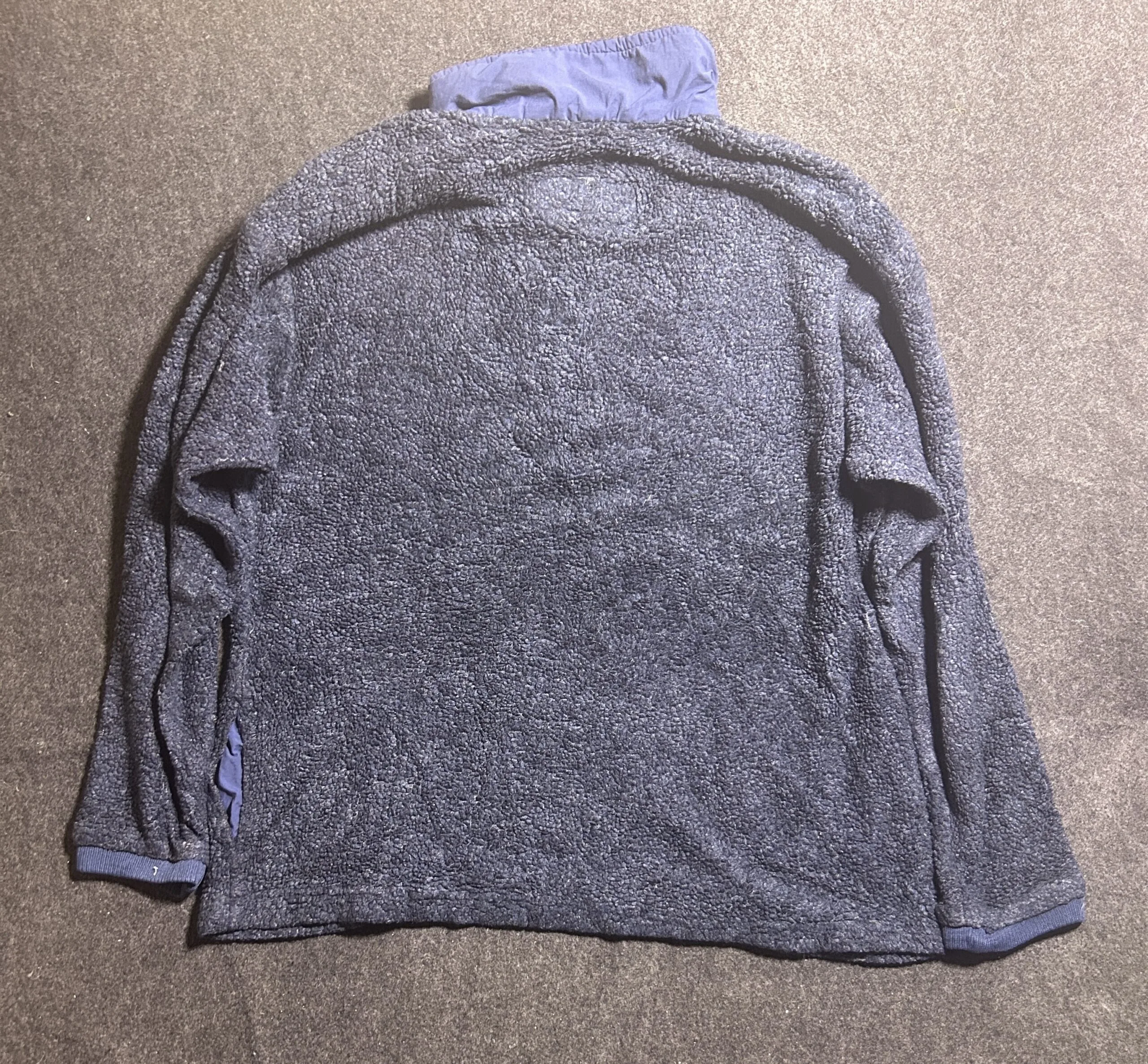 Vintage Columbia Sportswear Sherpa Fleece Quarter Zip Pullover Navy Blue USA Made XL