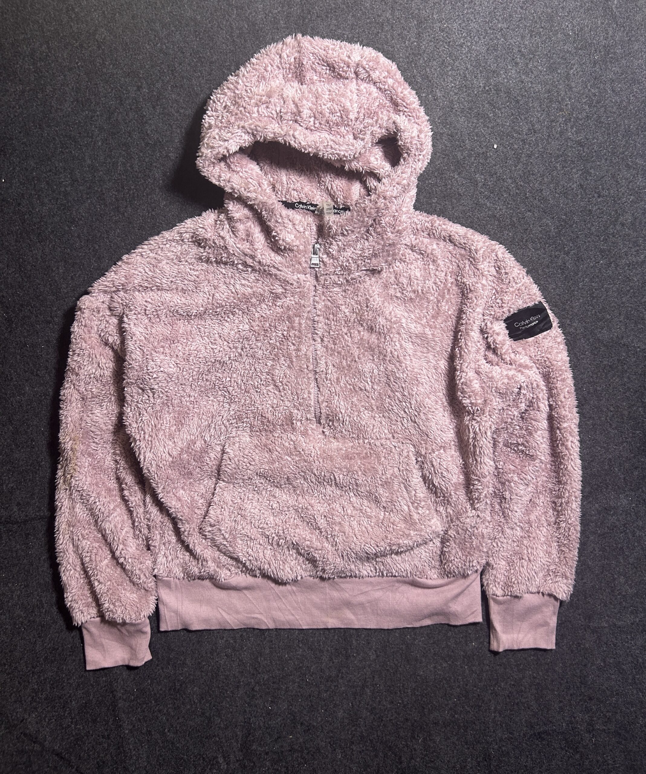 Calvin Klein Performance Teddy Fleece Hoodie Pullover Pink Women’s Large