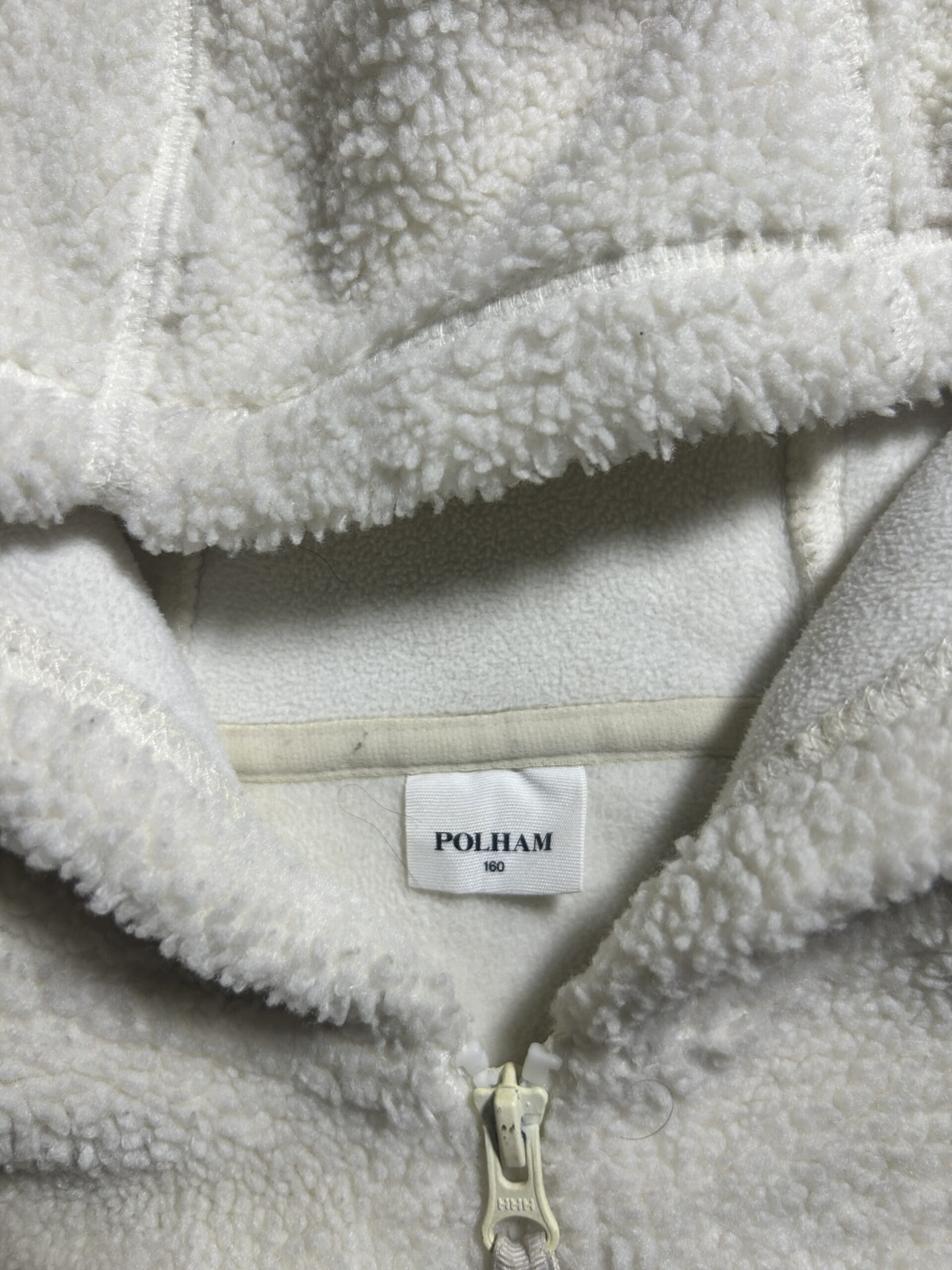 POLHAM Teddy Fleece Zip Hoodie Jacket Cream White L