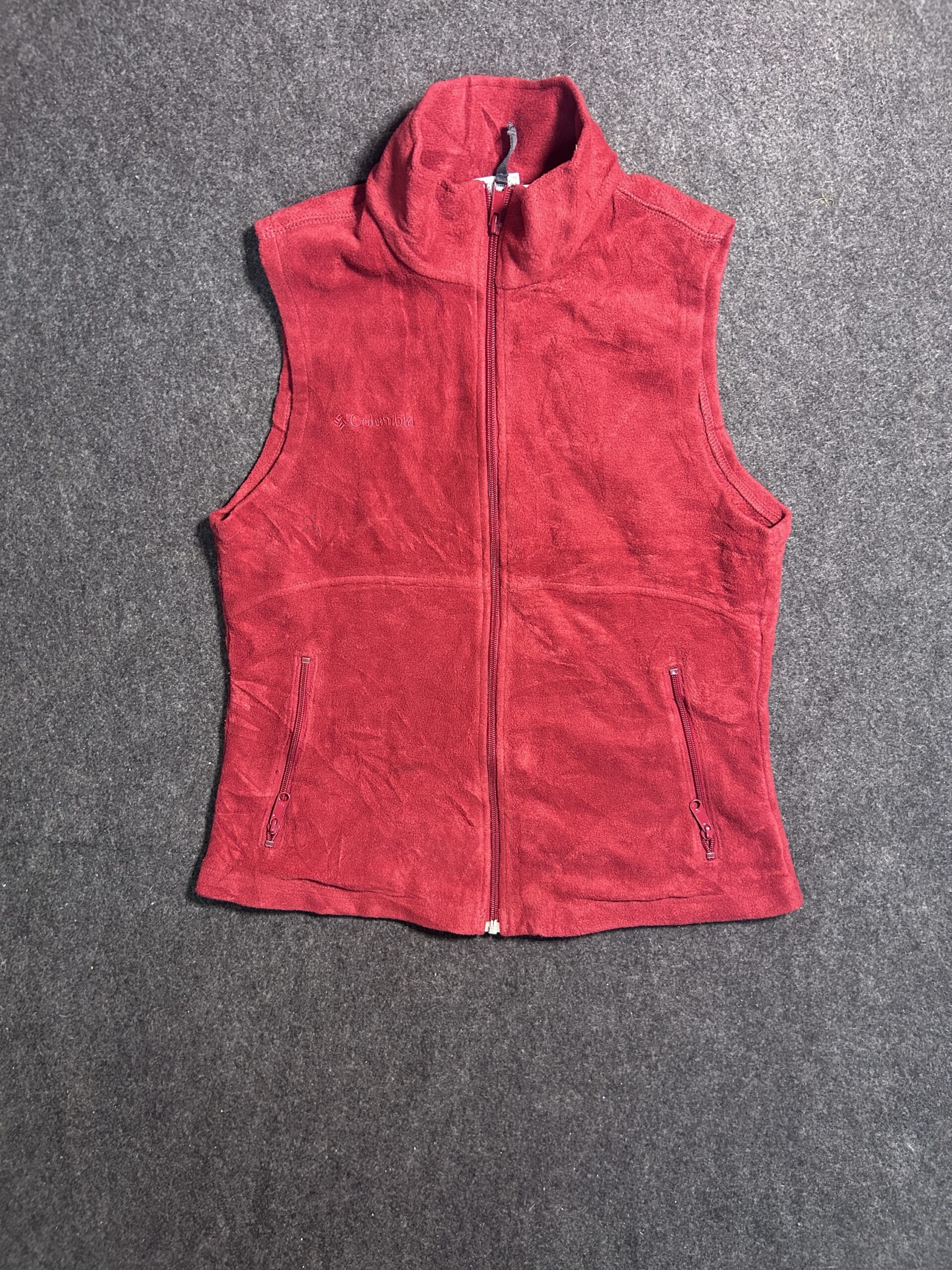 Columbia Women’s Red Fleece Zip-Up Vest Sleeveless Jacket | M
