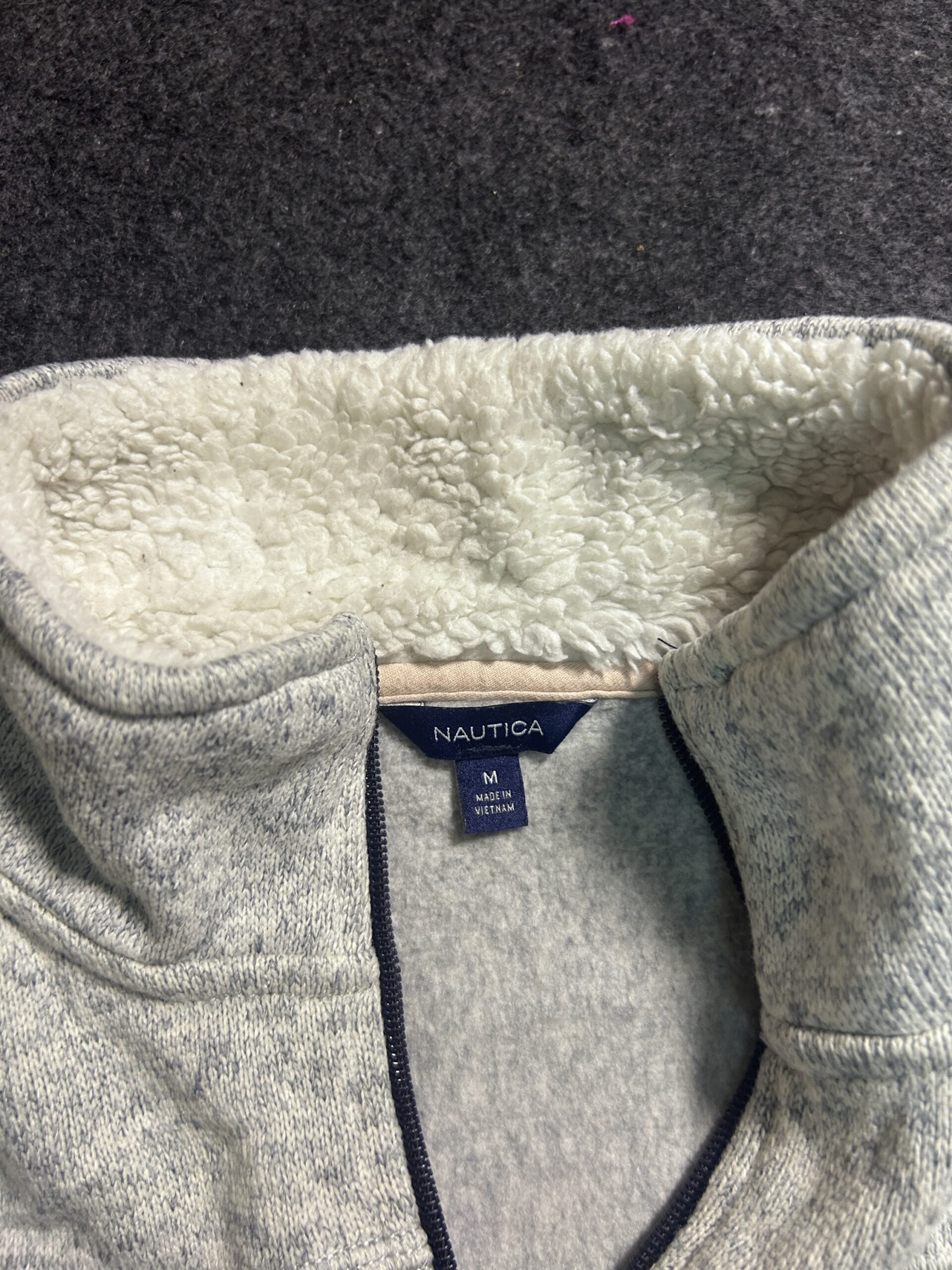 Nautica Sherpa Lined Full Zip Fleece Jacket Heather Grey | M | Unisex