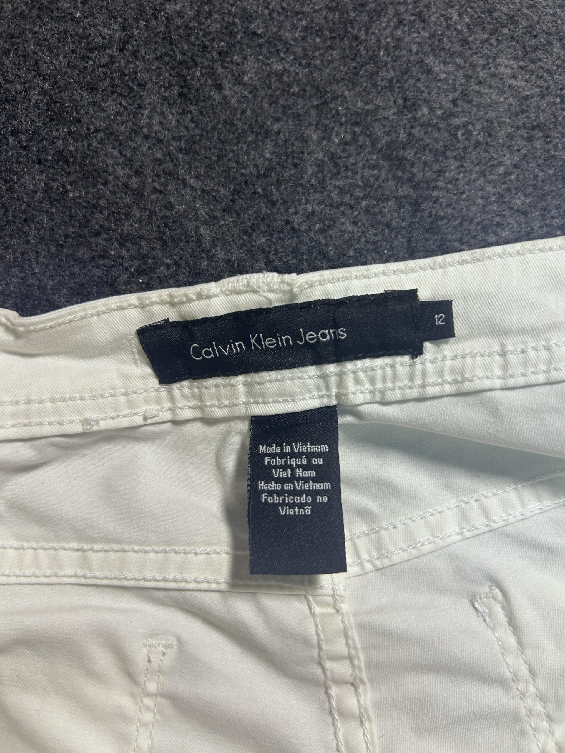 Calvin Klein White Skinny Crop Pants Unisex Stretch Cotton Casual Trousers Waist 34