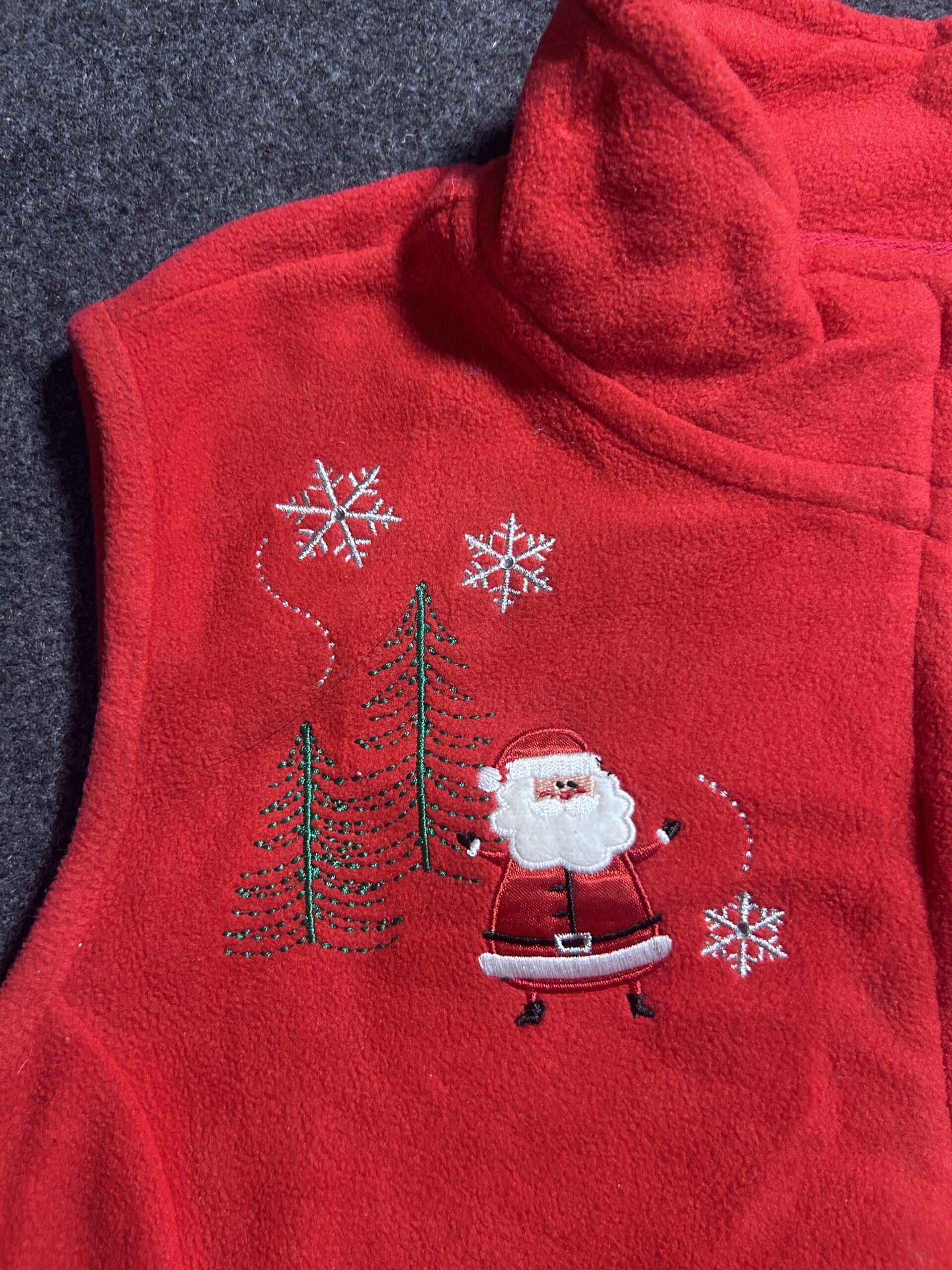 Holiday Editions Christmas Fleece Vest Red Full Zip Women’s Large