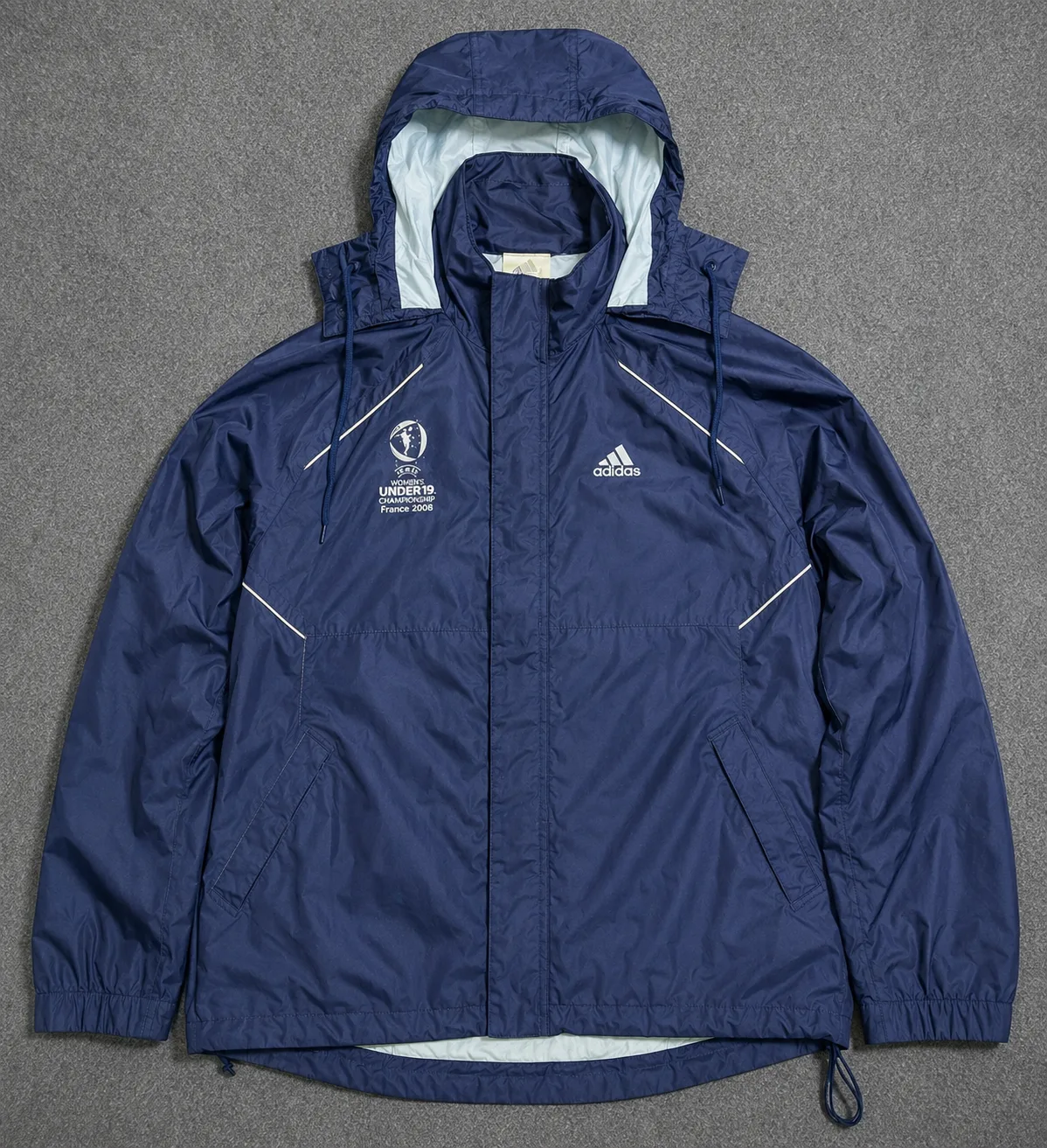 Adidas U-19 Championship France 2008 Waterproof Hooded Windbreaker Jacket | Size M