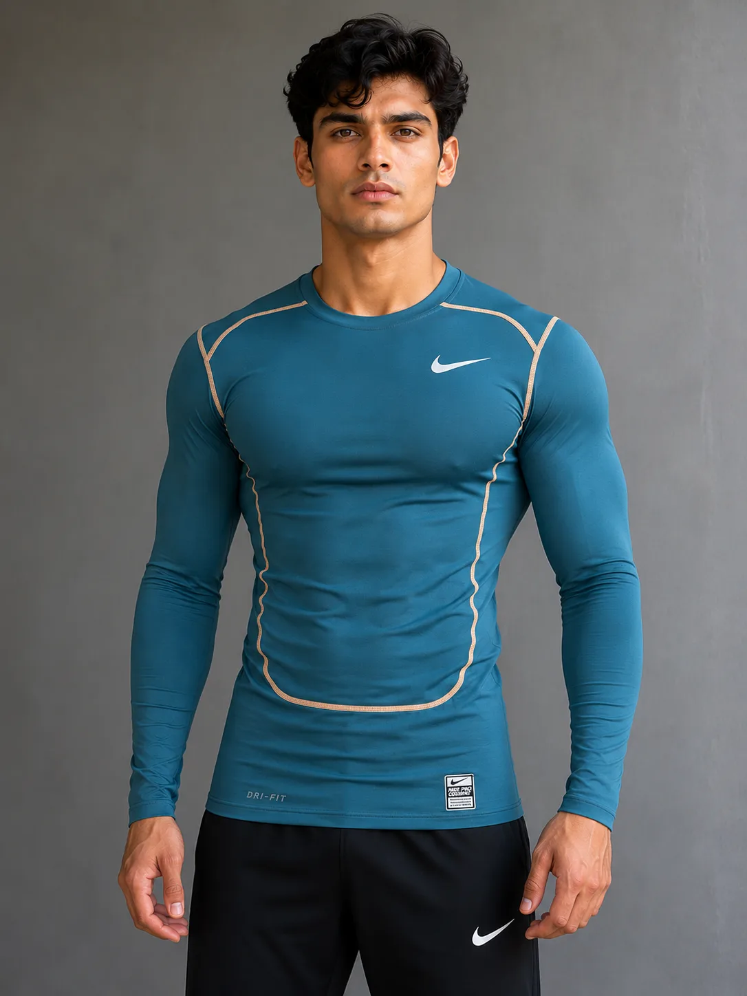 Nike Pro Combat Dri-FIT Compression TShirt Teal Blue Size S