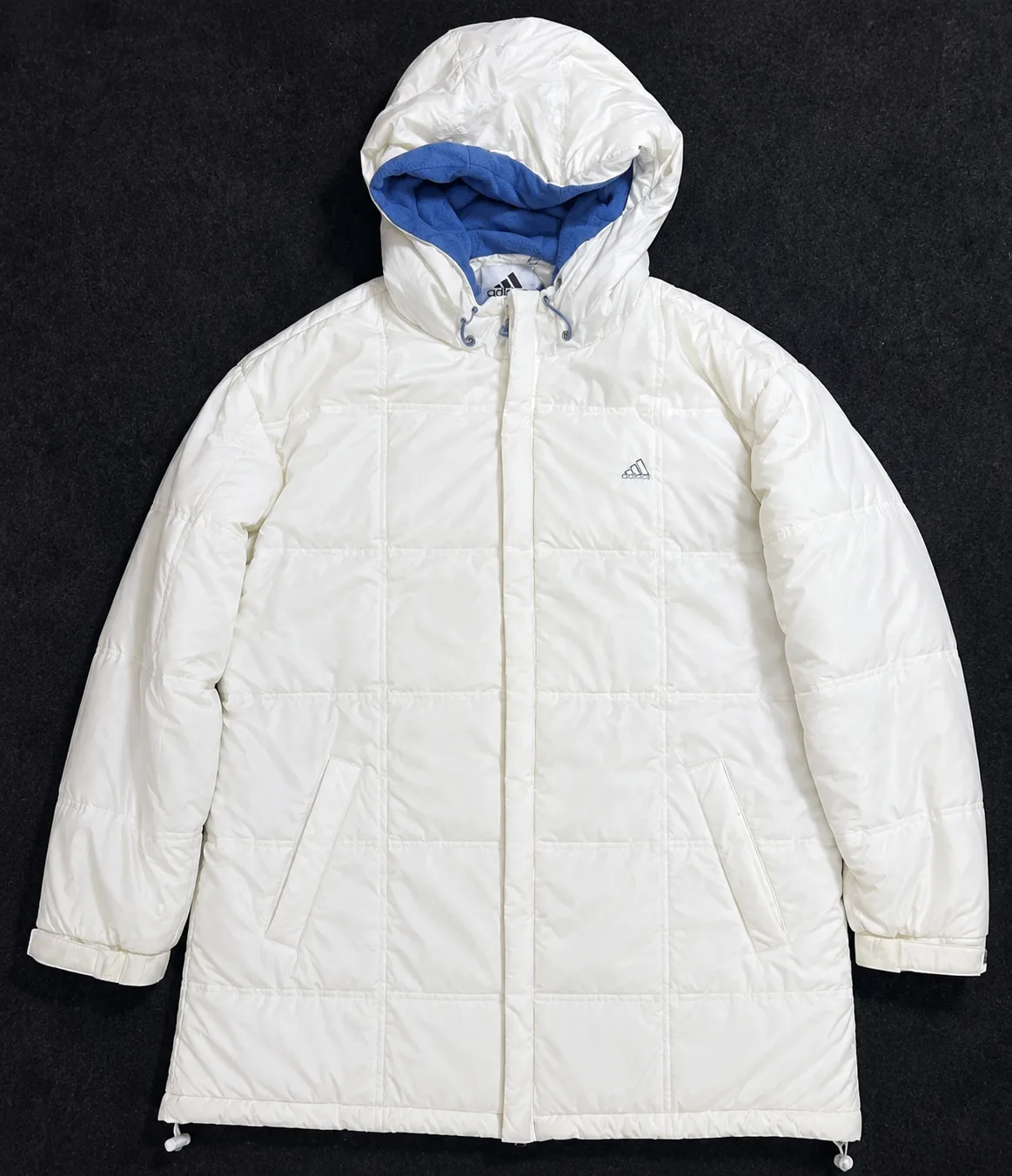 Adidas White Hooded Puffer Jacket | Fleece-Lined Winter Parka | Oversized Fit XXL