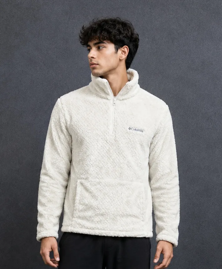 Columbia Sherpa Fleece Quarter Zip Pullover – Cream White | Size M