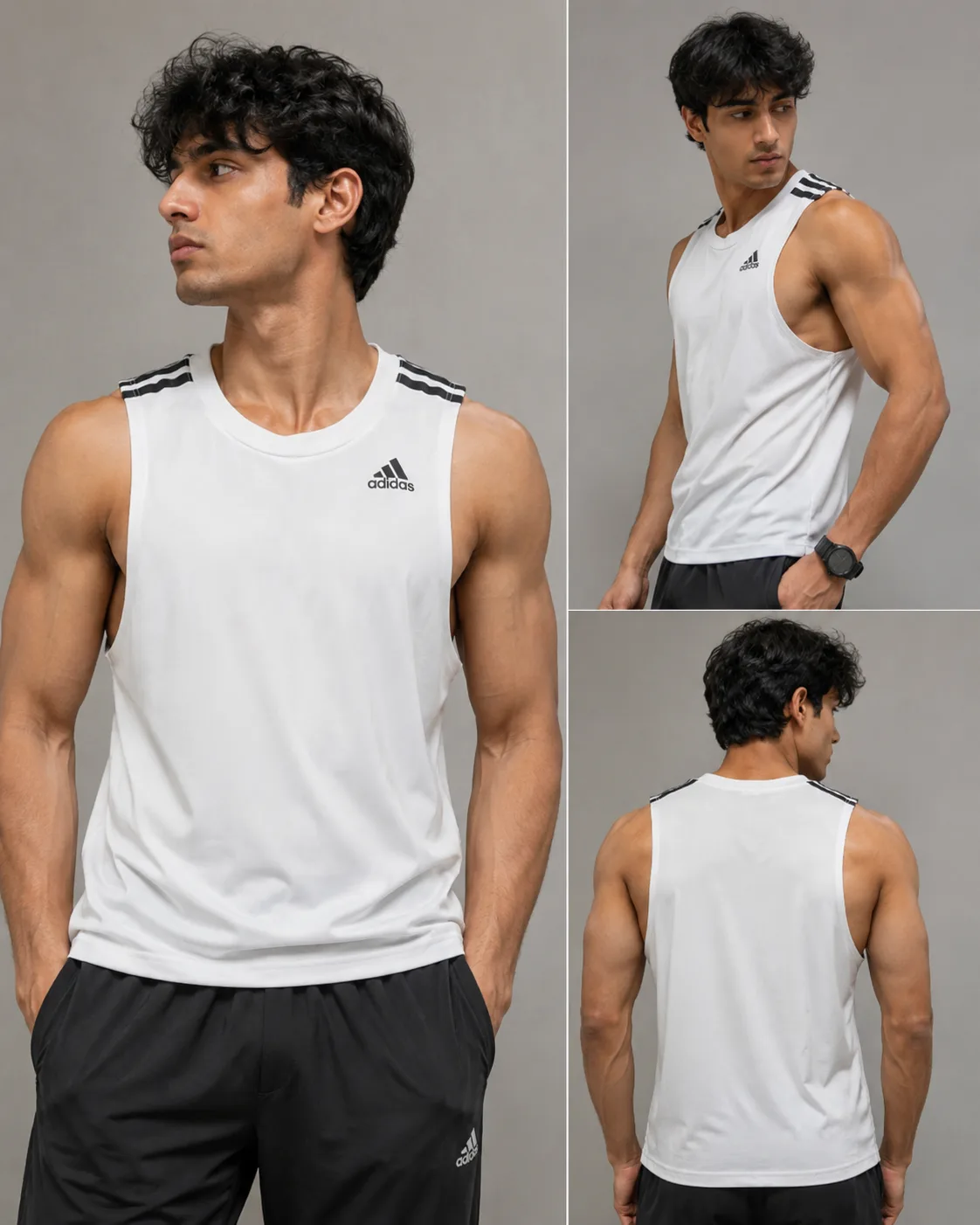 Adidas Climalite Sleeveless Tank Top White | Performance Gym Vest | Size L