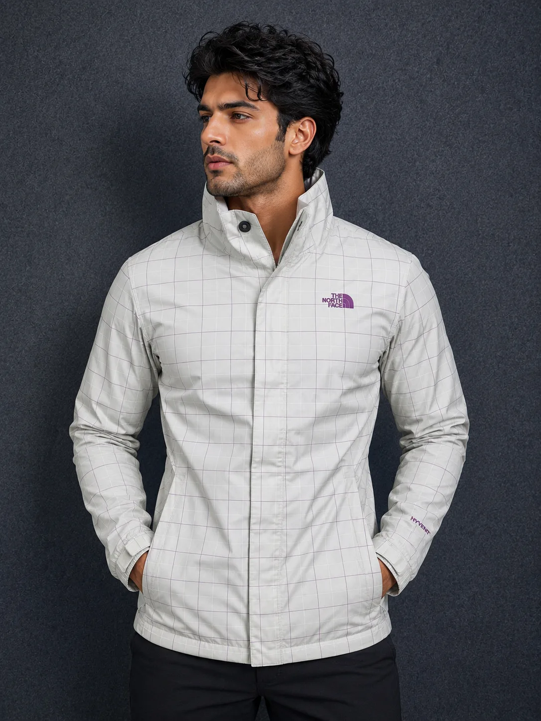 The North Face HyVent Lightweight Waterproof Jacket Unisex Beige | S