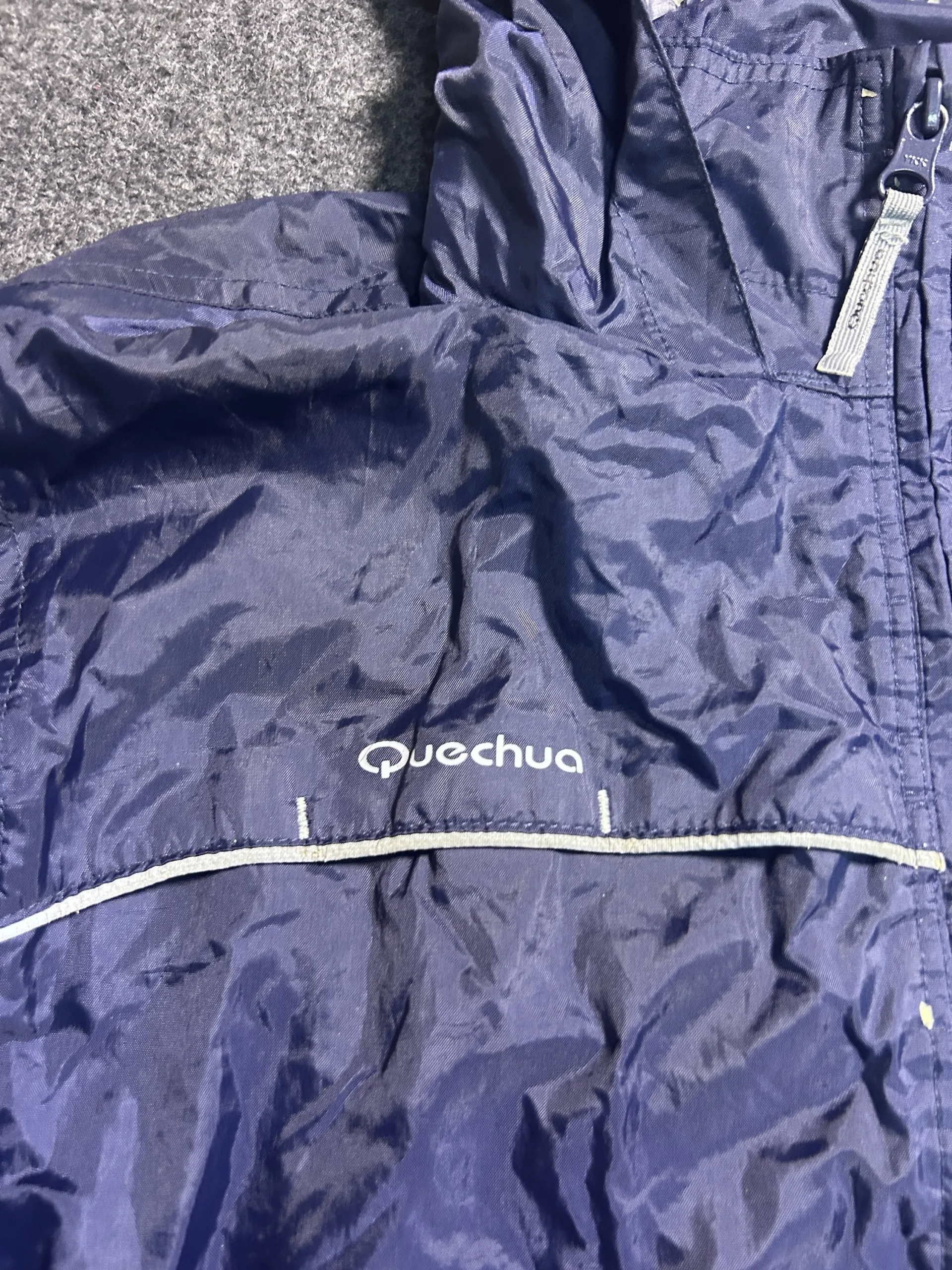 Quechua Packable Hooded Rain Jacket Navy Blue Size M