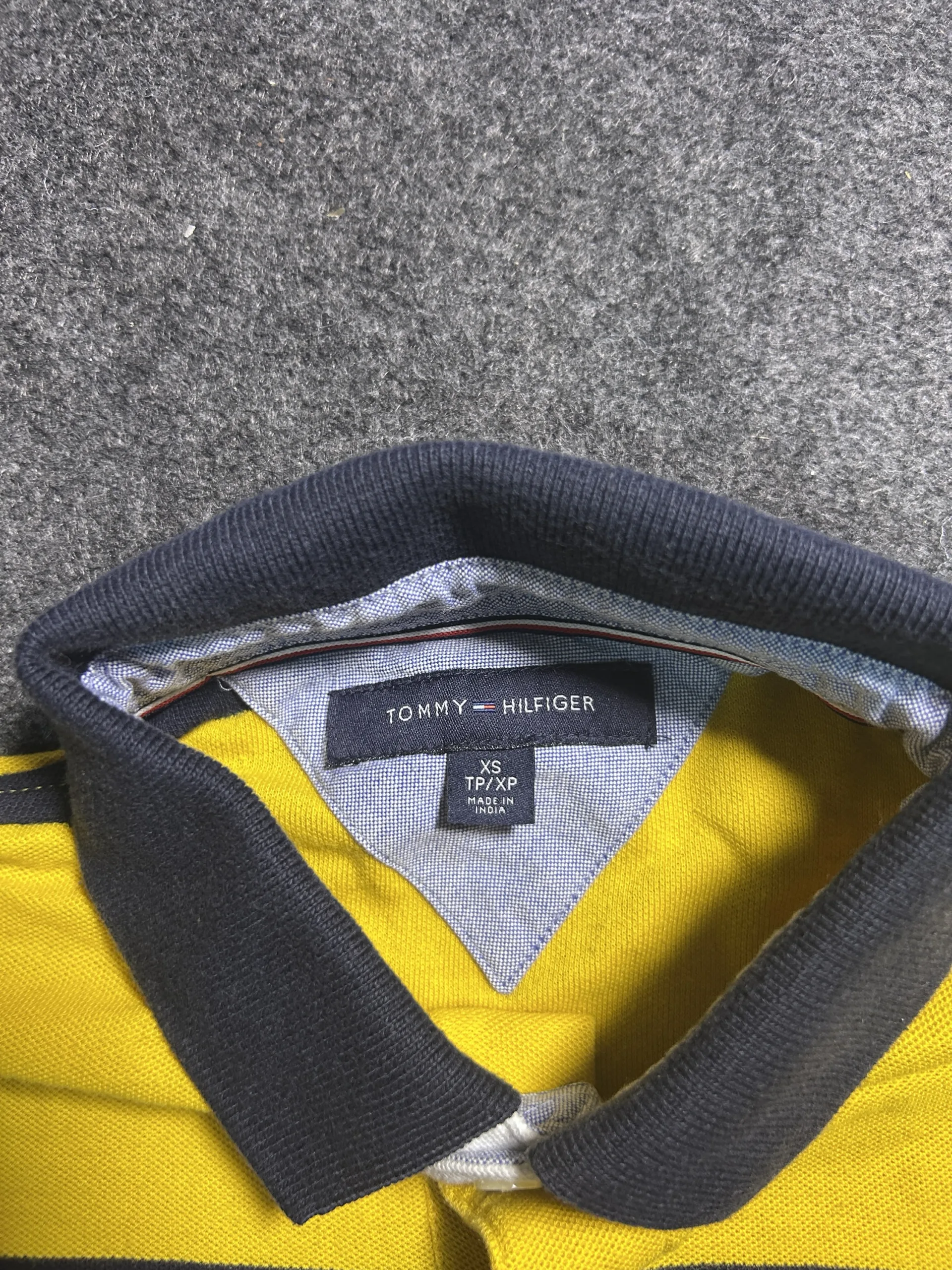 Tommy Hilfiger Striped Polo T-Shirt Yellow & Navy Size XS