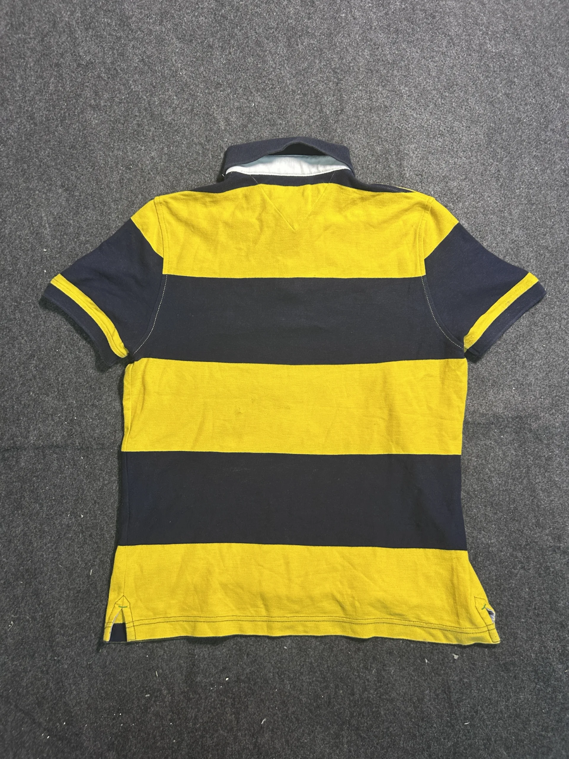 Tommy Hilfiger Striped Polo T-Shirt Yellow & Navy Size XS